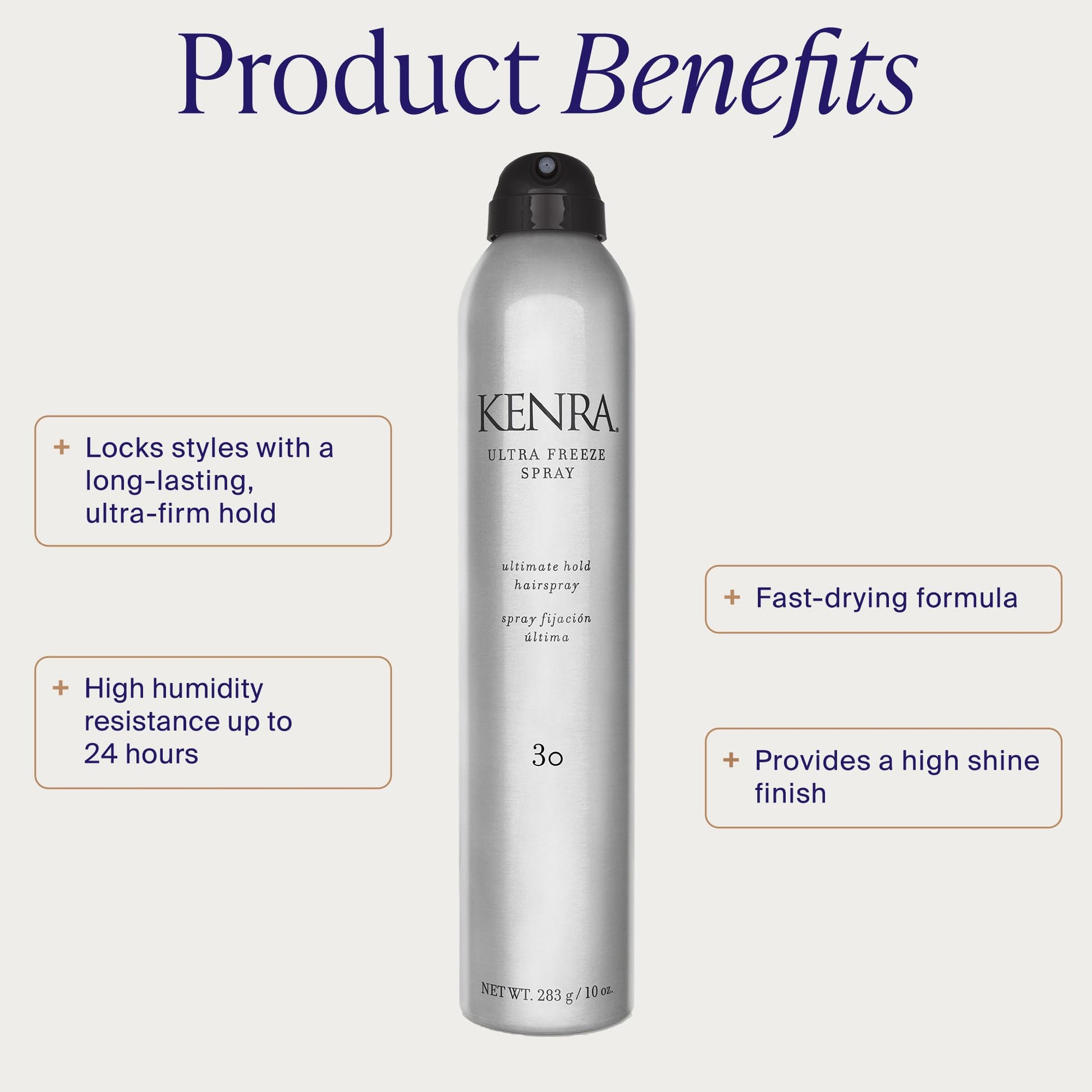 Lavender Kenra Ultra Freeze Spray 30 | Ultimate Hold Hairspray | Long-Lasting, Ultra-Firm Hold | Fast-Drying Formula | Provides Humidity Resistance | High Shine, Flake-Free Finish | All Hair Types | 10 oz