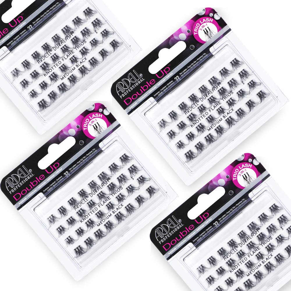 White Smoke Ardell Double Up Individual Lashes, Customizable DIY Lash Clusters, Reusable False Eyelashes, Eyelash Extensions, 4 Pack