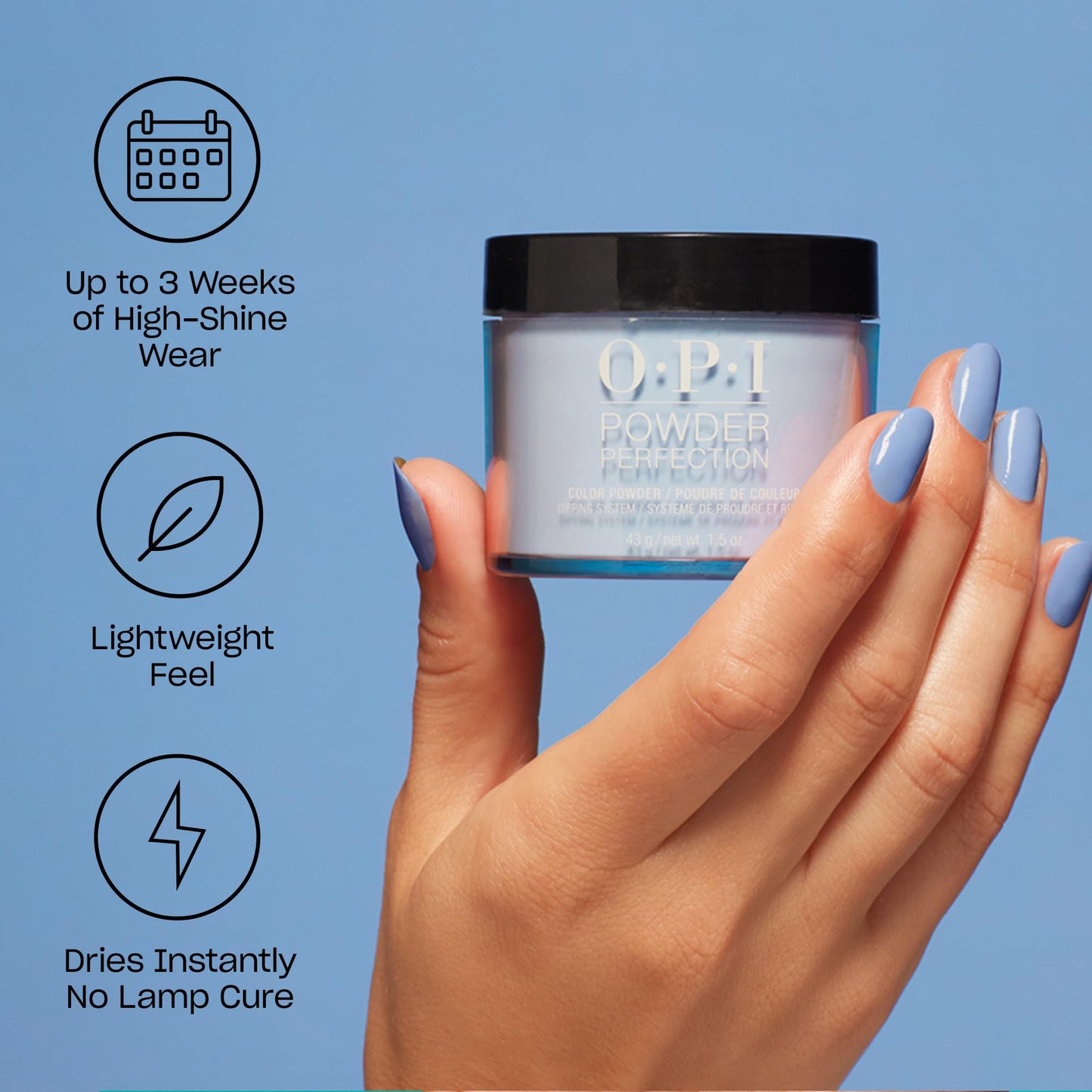 Cornflower Blue OPI Powder Perfection Put It in Neutral | Sheer Soft Pink Crème Nail Dipping Powder | Acrylic Alternative