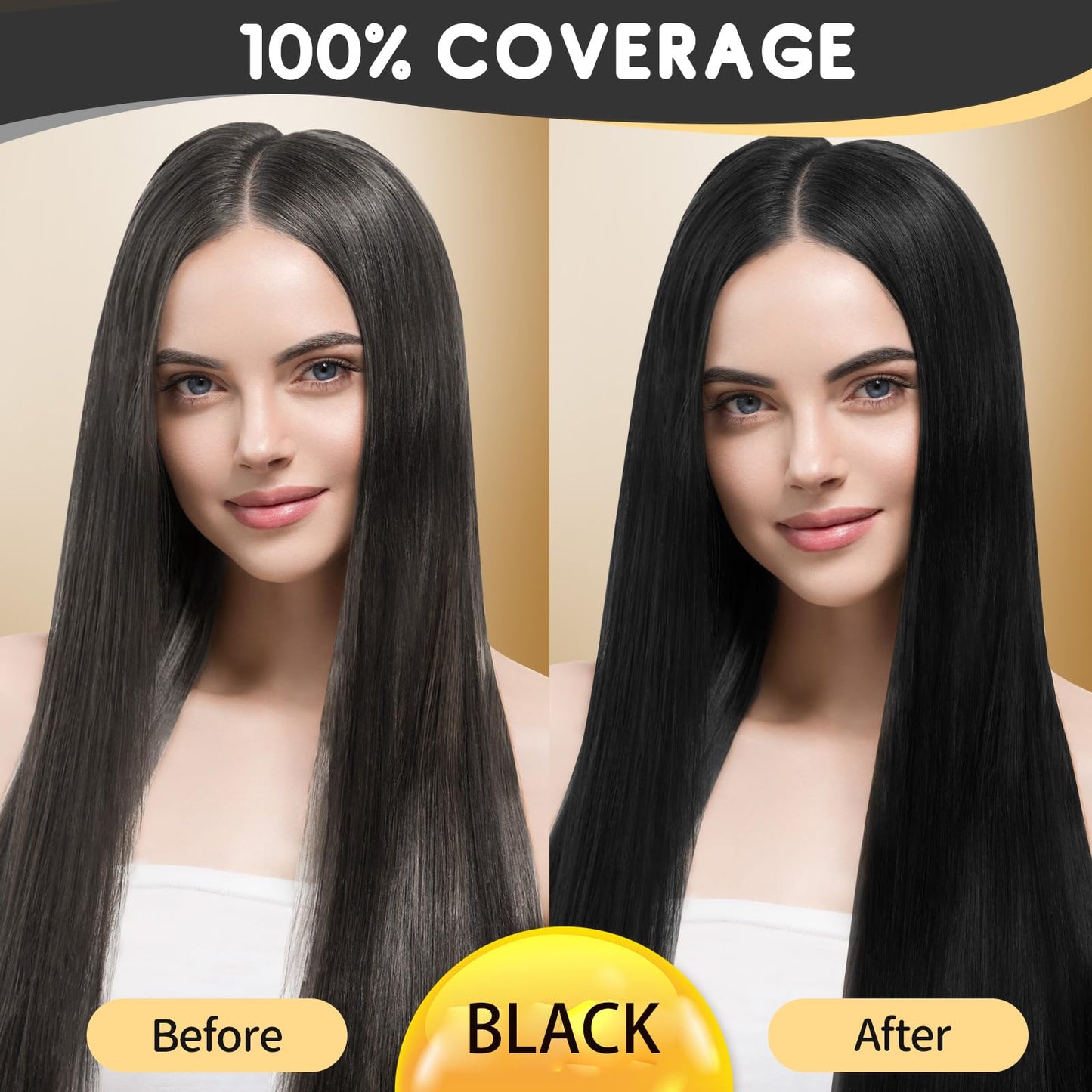 Black IIIMEIDU Black Hair dye Shampoo 3 in 1, Natural Hair Color Shampoo for Gray Hair, Tinte Para el Cabello for Women and Men 100% Grey Coverage, 350ml
