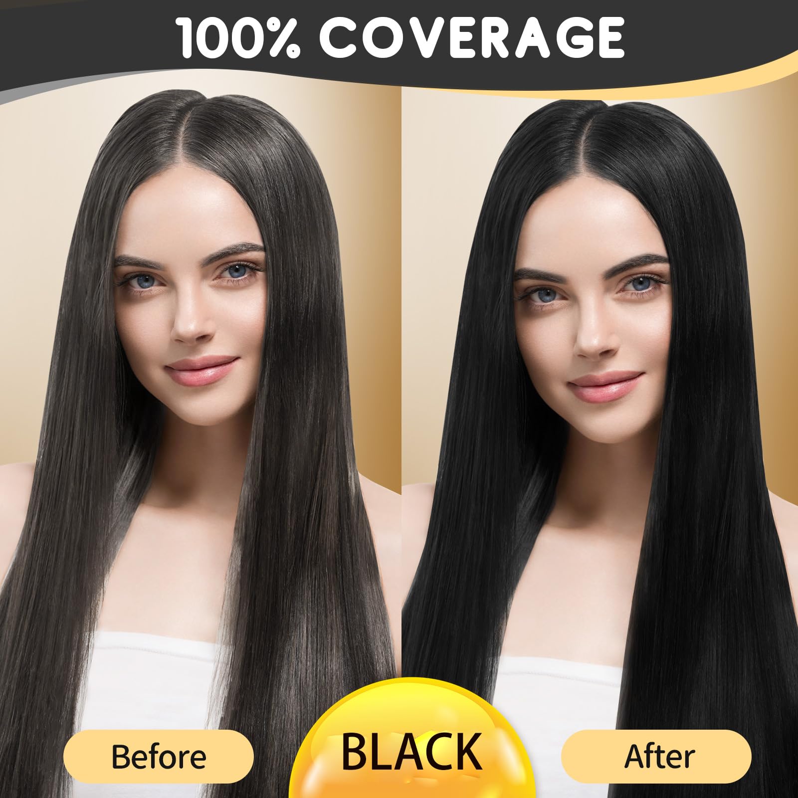 Black IIIMEIDU Black Hair dye Shampoo 3 in 1, Natural Hair Color Shampoo for Gray Hair, Tinte Para el Cabello for Women and Men 100% Grey Coverage, 350ml