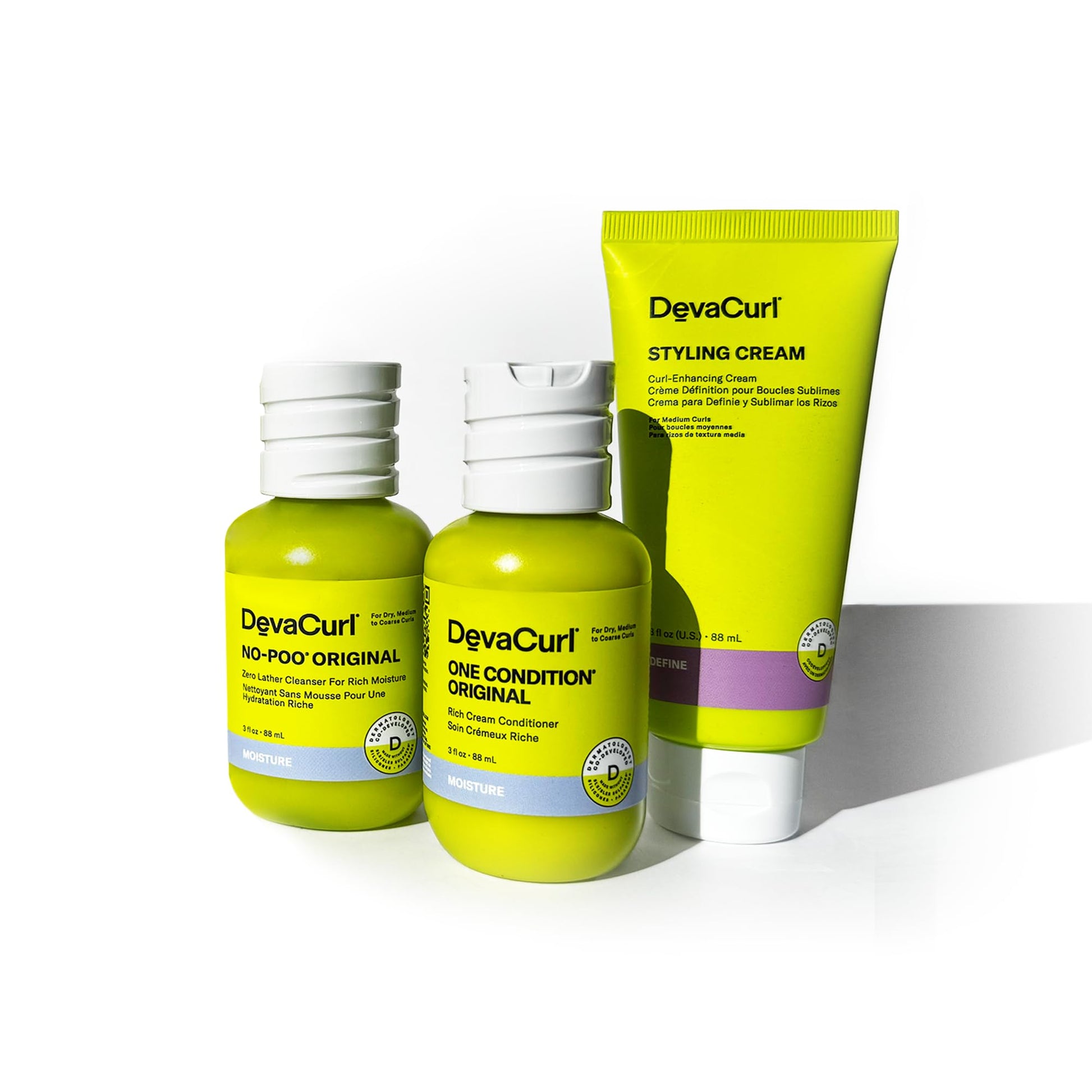 White Smoke DevaCurl OG Kit | Original Curl Routine | No Poo Original | One Condition Original | Styling Cream | Travel Sizes