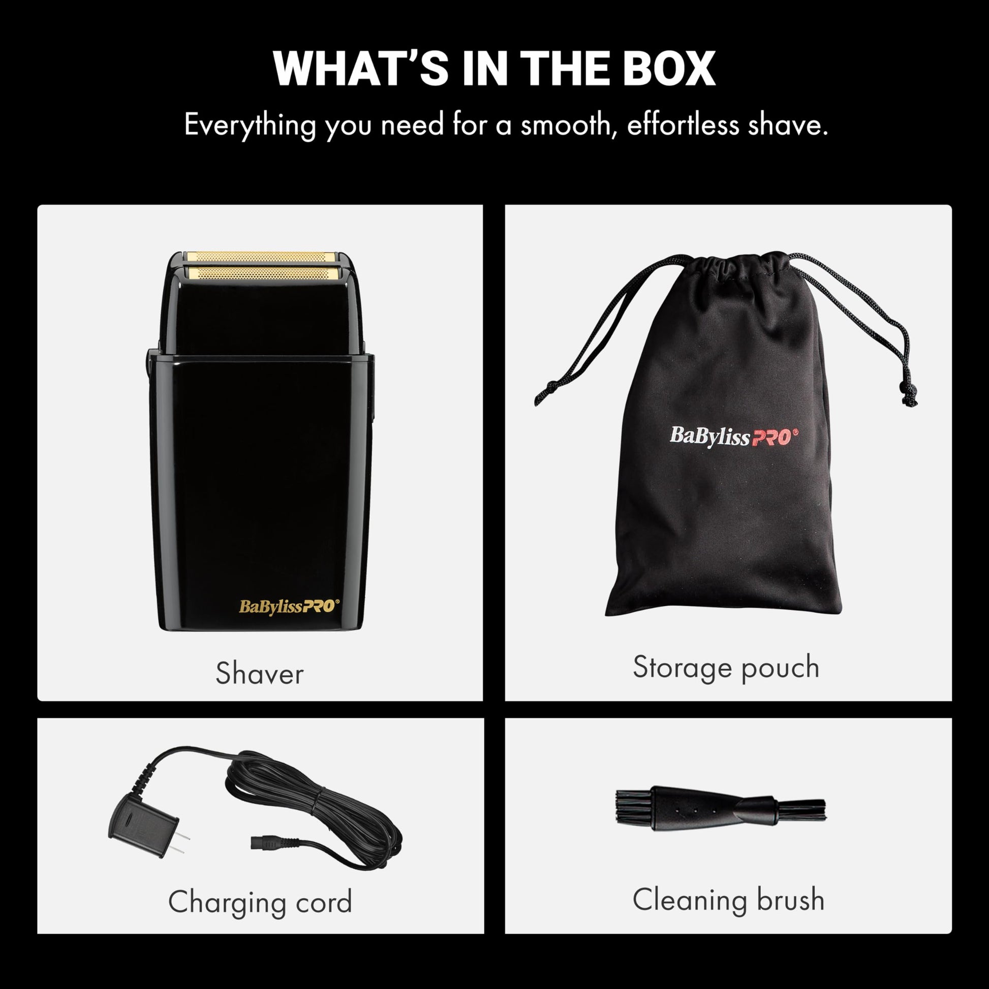 White Smoke BaBylissPRO Barberology Double Foil Shaver FXFS2B BLACKFX Professional Electric Shaver