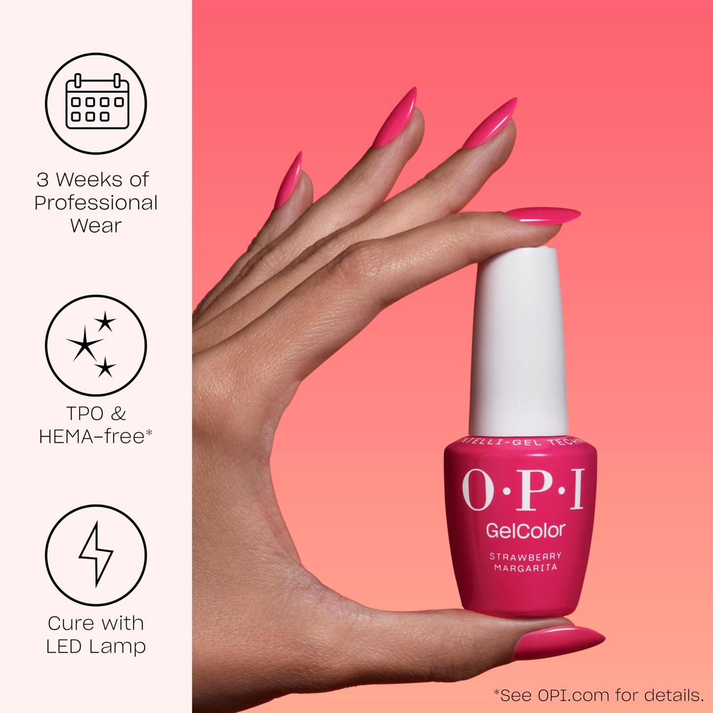Salmon OPI GelColor Bubble Bath | Sheer Nude Pink Crème LED Cure Gel Nail Polish | Salon-Quality Shine, Long-Lasting Wear | Vegan & HEMA Free | 0.5 Fl Oz