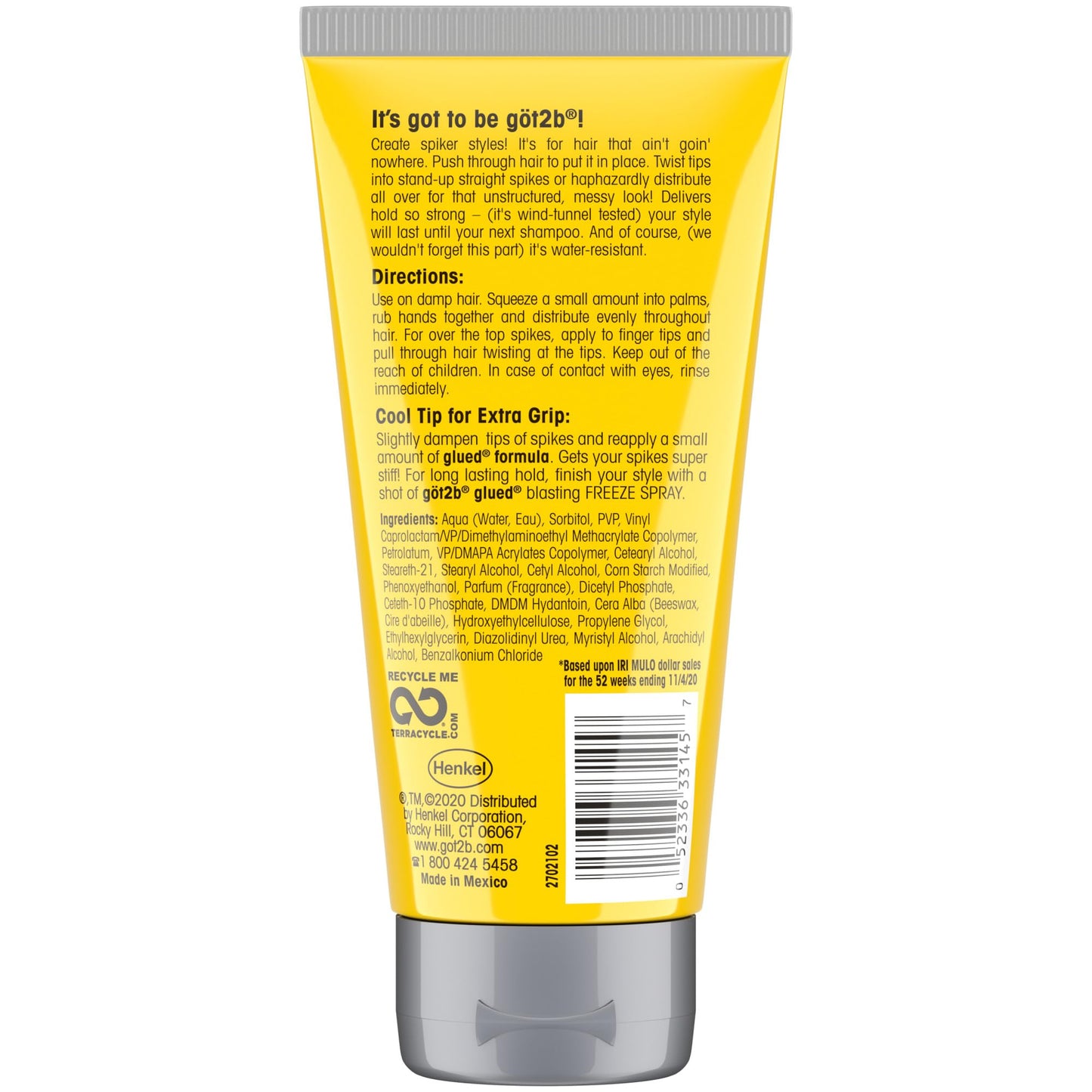 White Smoke Got2B Glued Styling Spiking Hair Gel 2 - 6 oz tubes + 1 Travel 1.25 oz tube