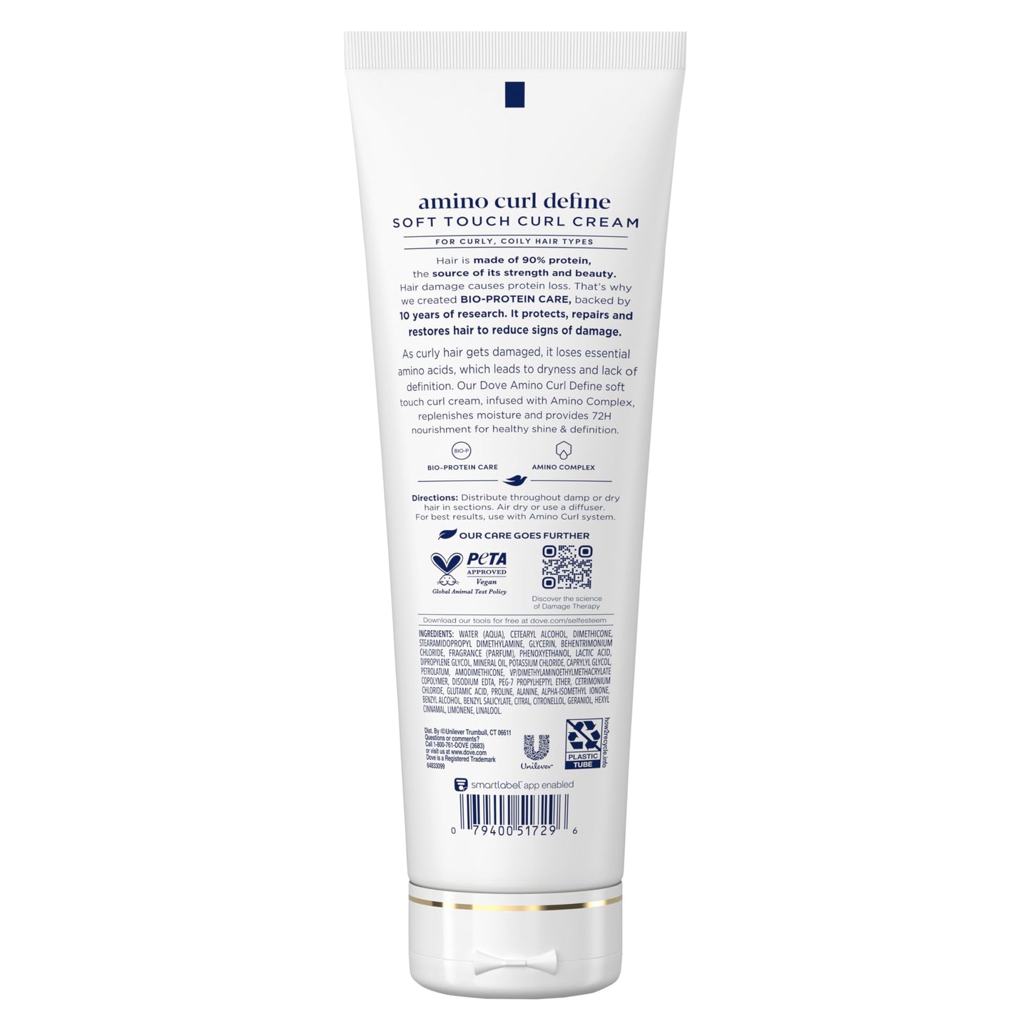 White Smoke Dove Curl Cream Amino Curl for Curly, Coily Hair with Bio-Protein Care Technology + Amino Complex 8 Fl Oz