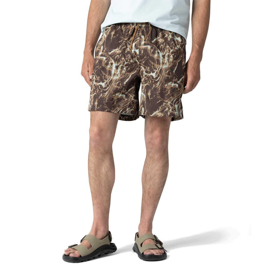 White Smoke Outdoor Research Men's Odyssey Multi Shorts | Water Resistant, DWR, Side & Back Pockets, UPF 50+, Standard Fit, Chestnut Alcove Print, Small