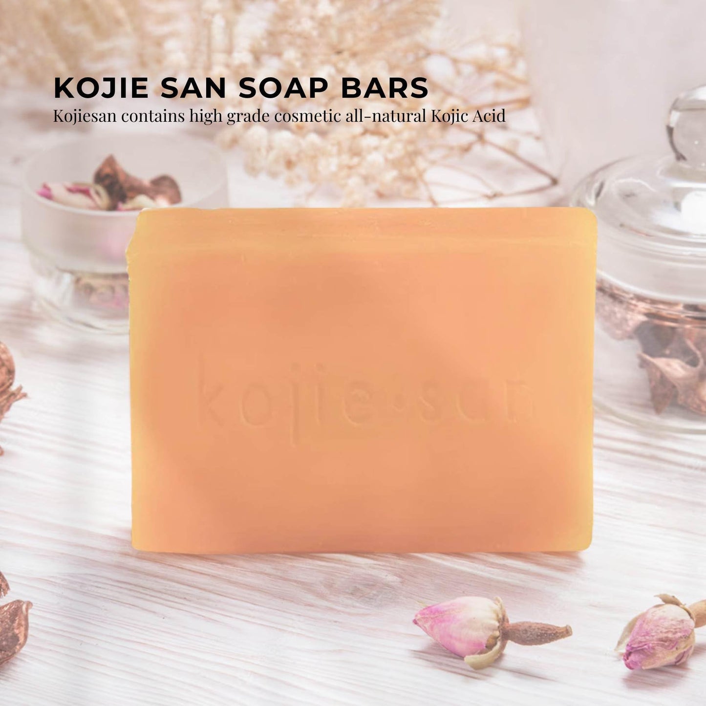 Lavender Kojie San Skin and Body Brightening Soap - Original Kojic Acid, Dark Spot Remover Bar Soap with Glycerin & Tea Tree Oil - 65g x 2 Bars
