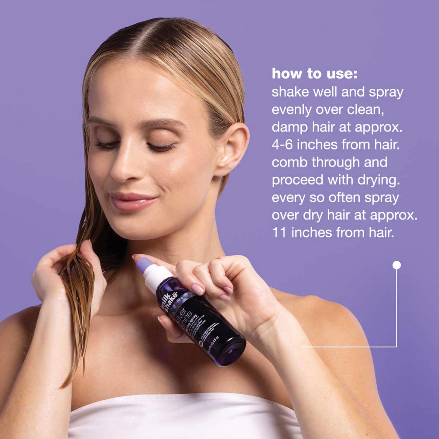 Dark Gray milk_shake Silver Shine Toning Spray - Platinum Hair Violet Pigment Spray | Counteracts Unwanted Yellow/Golden Tones| Strengthens and Hydrates | 3.4 fl oz (100 ml)