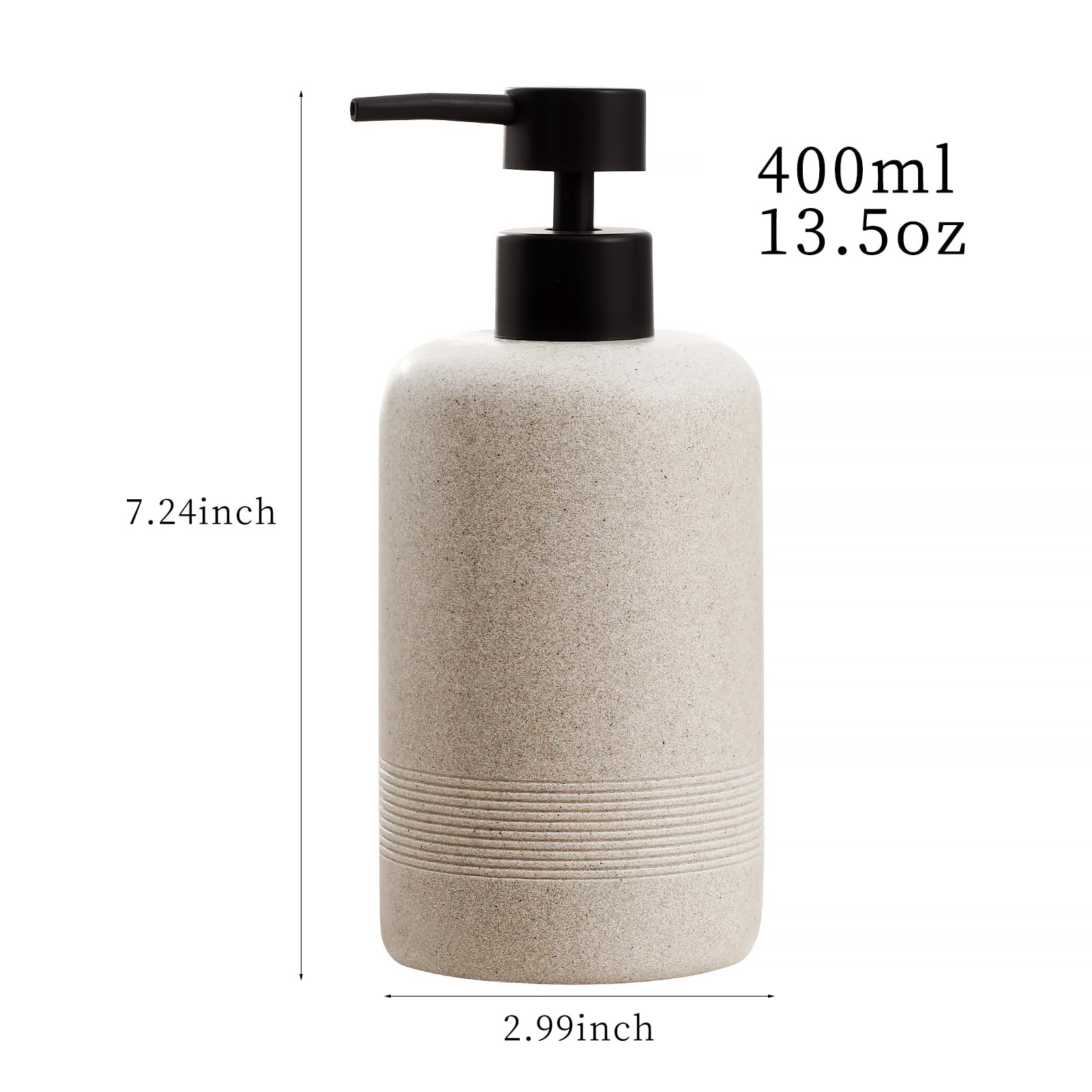 White Smoke Haocoott Soap Dispensers 400ML 13OZ, 2 PCS Hand Dish Lotion Shampoo Lotion Soap Dispenser Jar, Resin Premium Thick Soap Pump Bottles for Kitchen Bathroom Countertop (Beige)