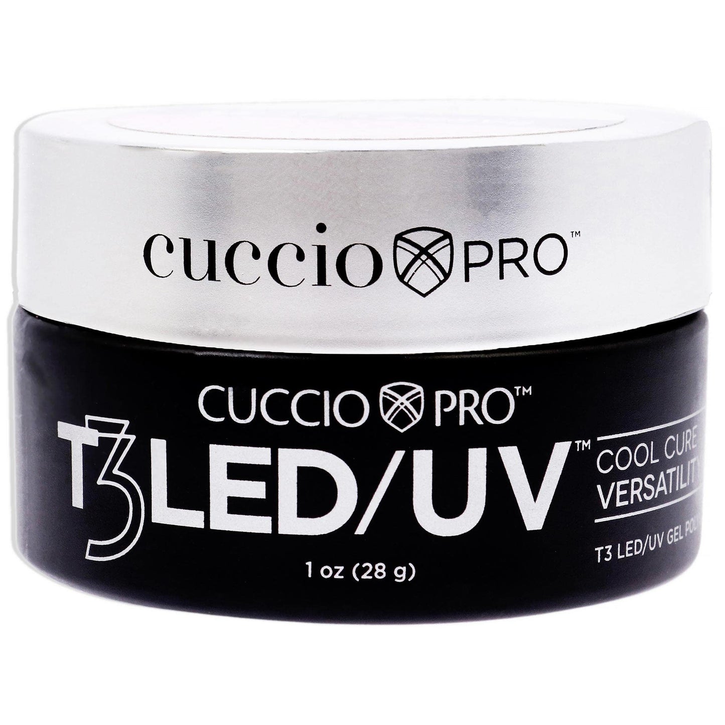 Black Cuccio Pro T3 LED/UV Cool Cure Versatility Gel - Self-Levelling - Incredibly Flexible - Strong Adhesion - High Shine Finish - Fast Application - Quick Cure - Barbie Glitter - 1 Oz Nail Gel