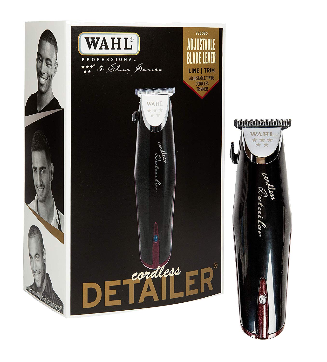 White Smoke Wahl Professional 5-Star Cordless Detailer #8163 – Great for Professional Stylists and Barbers – Rotary Motor - Black