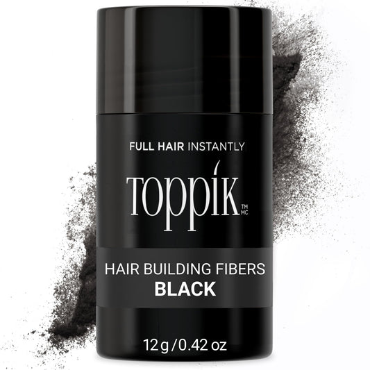 White Smoke Toppik Hair Building Fibers, Black, 12g Fill In Fine or Thinning Hair, Instantly Thicker, Fuller Looking, 9 Shades for Men & Women, Keratin Protein Formula