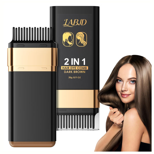 White Smoke Hair Dye Comb, 2-in-1 Color Correction Stick with Comb to Cover Gray and White Hair,Safe Convenient Waterproof and Sweat-Proof Comb Hair Dye Cream, Portable Hair Colouring for Women Men, Dark Brown