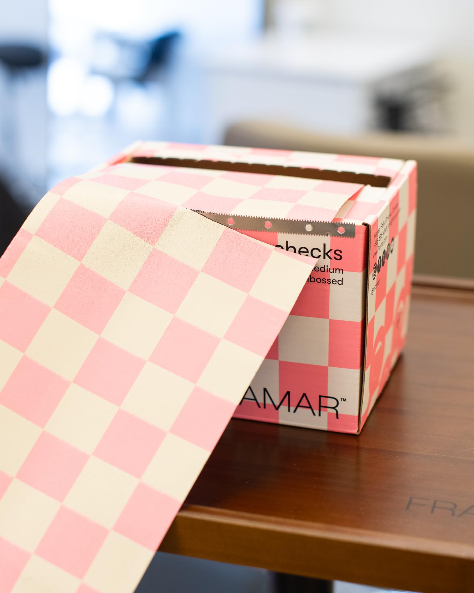 Antique White FRAMAR Beige and Pink Checkered Hair Foil – Hair Foils For Highlighting Long Hair, Salon Foil For Hair Highlighting, Salon Foils For Hair Stylist, Embossed – 320 ft