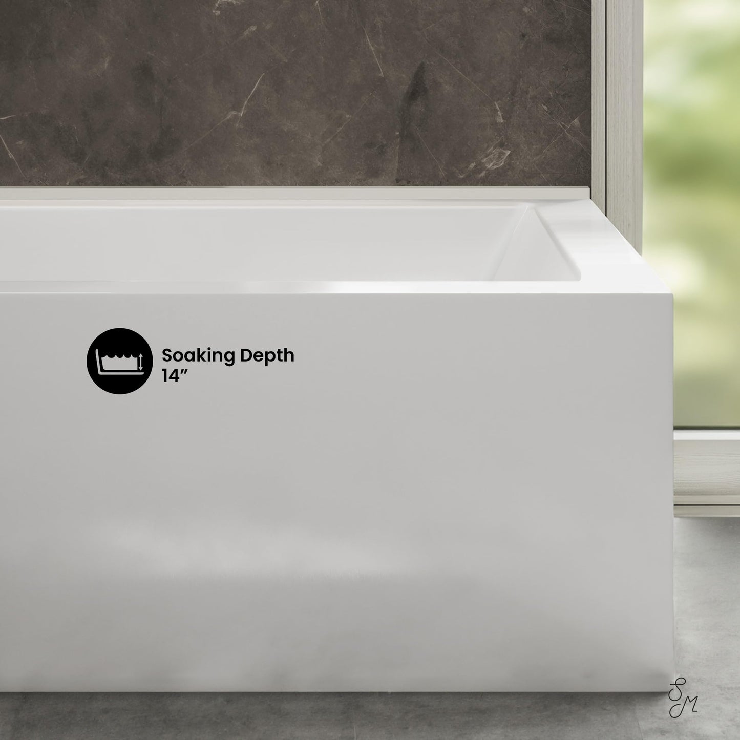 Gray Swiss Madison Voltaire 72 x 36 Left Drain Soaking Alcove Corner Apron Bathtub in Glossy White