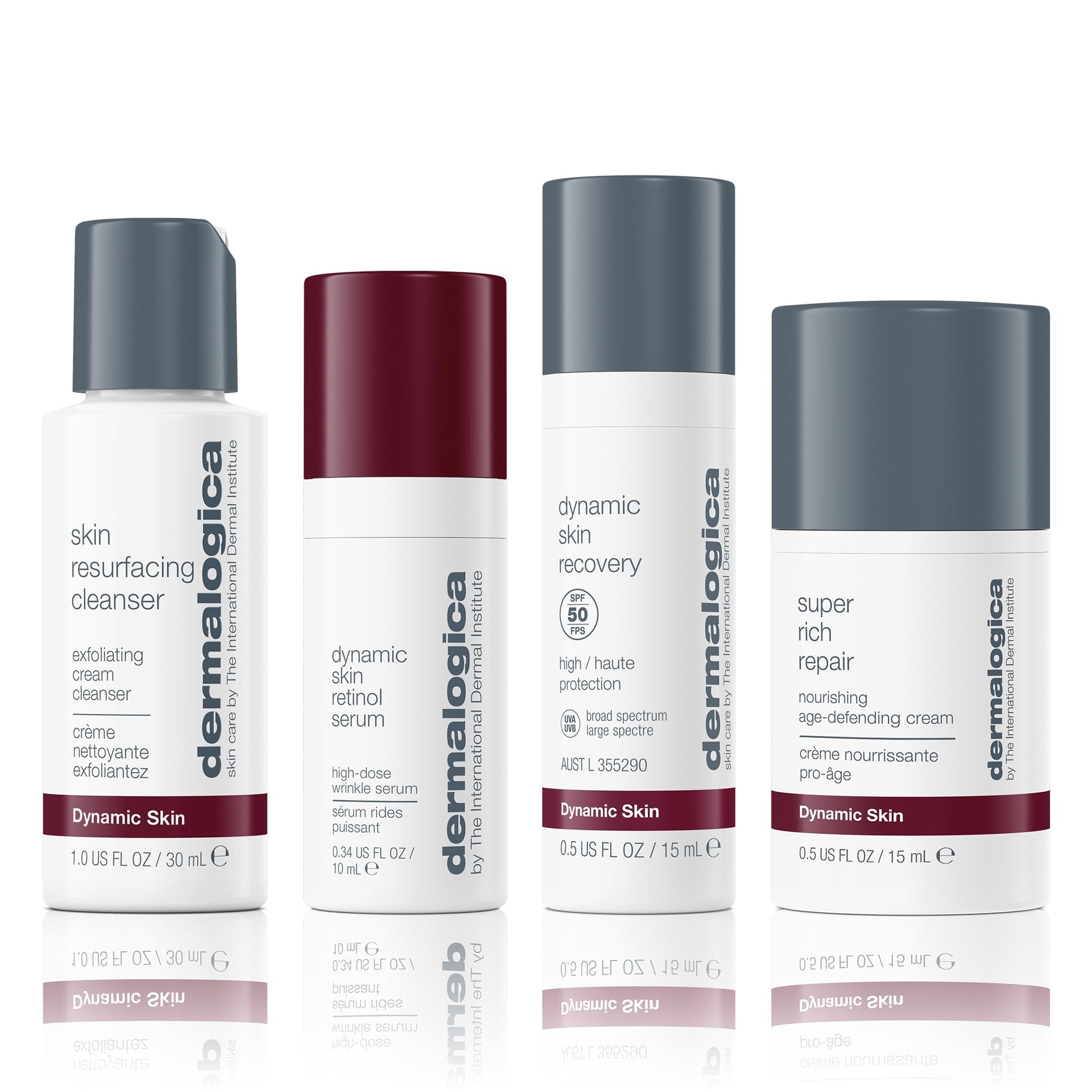 White Smoke Dermalogica Skin Aging Solutions Kit, Anti Aging Skincare Set - Includes: Face Cleanser, Serum, Moisturizer with SPF, and Cream, Travel Size