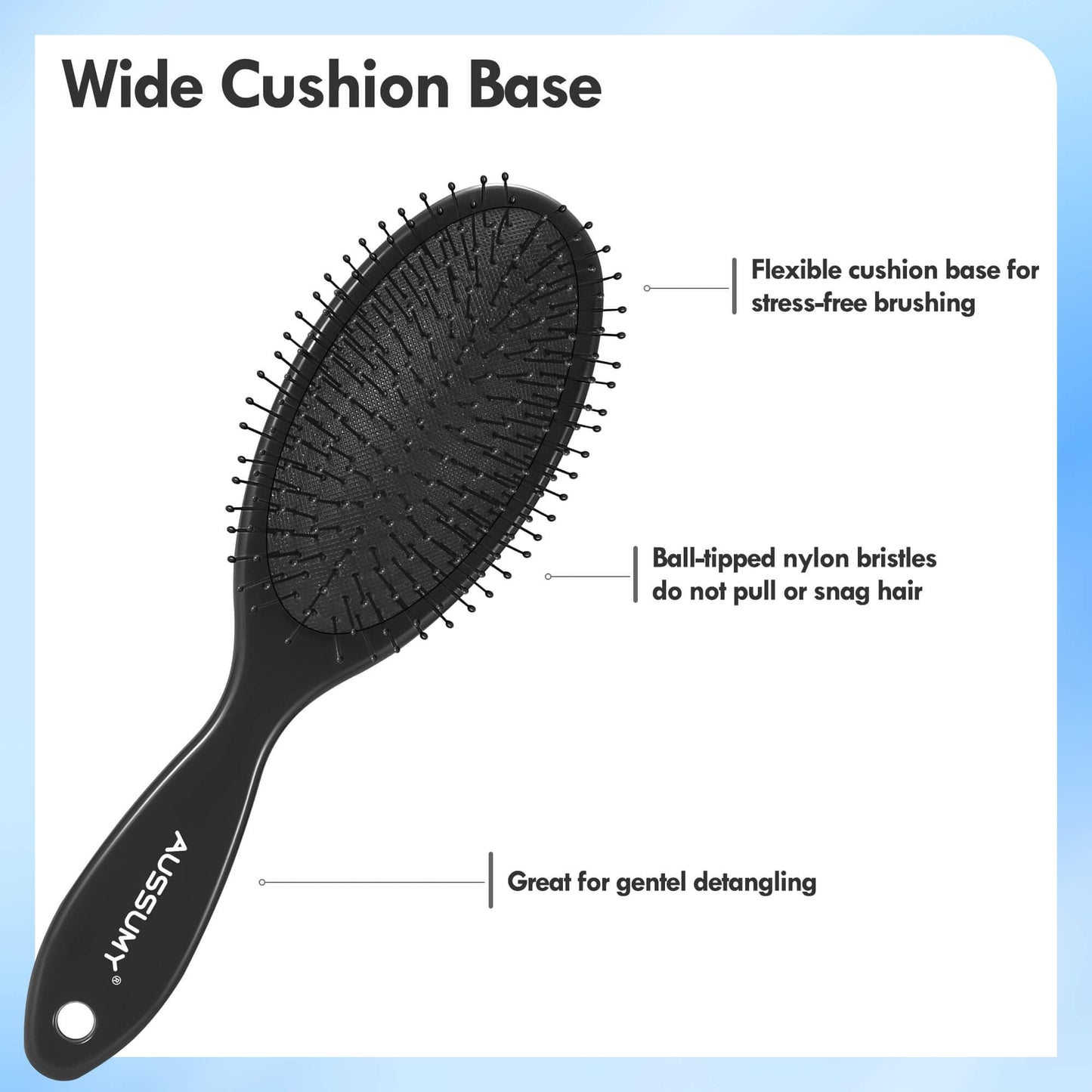 White Smoke Aussumy 4 Pack Detangling Hair Brush - Air Cushion Detangler Hairbrush with Ultra Soft Bristles for Effortless Tangle Removal For Wet Dry Damaged Curly Fragile Hair for Women Men Boys Girls Adult Kids