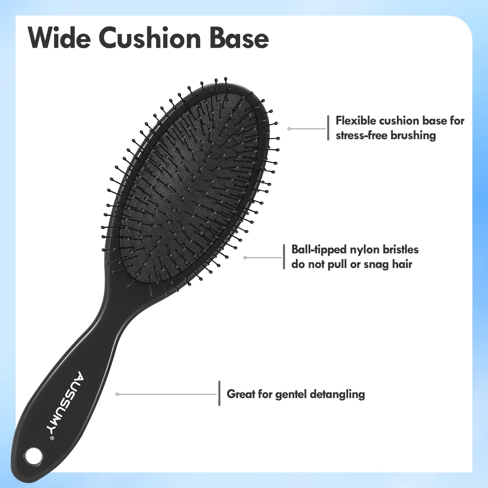 White Smoke Aussumy 4 Pack Detangling Hair Brush - Air Cushion Detangler Hairbrush with Ultra Soft Bristles for Effortless Tangle Removal For Wet Dry Damaged Curly Fragile Hair for Women Men Boys Girls Adult Kids