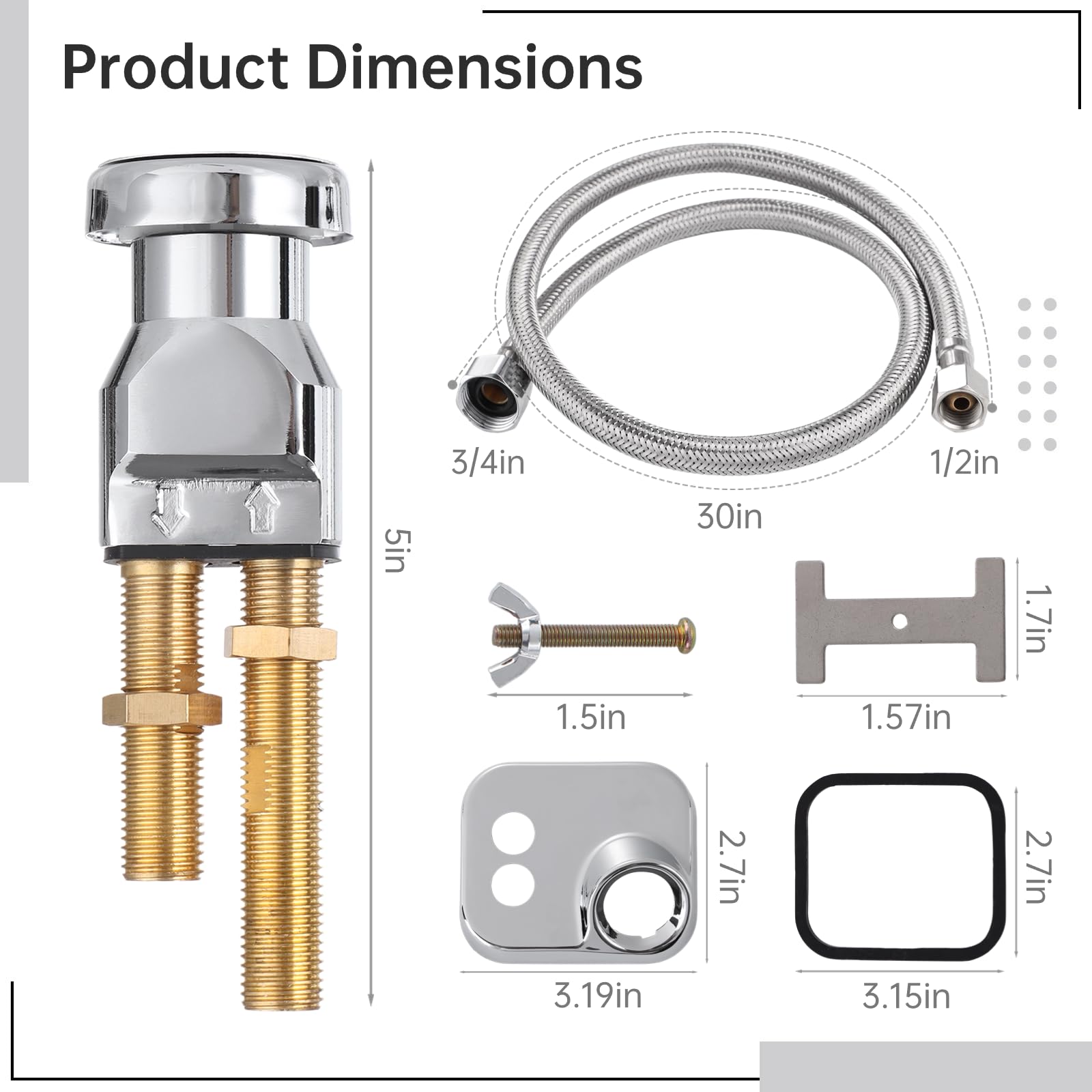 White Smoke Varku 7 Pcs Shampoo Bowl Vacuum Breaker Kit, Shampoo Faucet Kit with Breaker Vacuum, Crossover Hose, Receiver Plate, Salon Sink Replacement Parts, Prevent Backflow Pressure