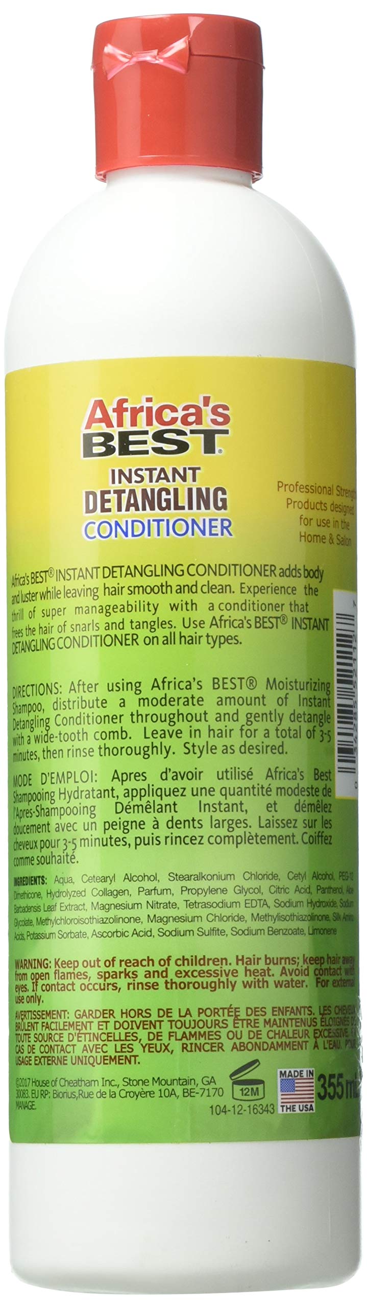 White Smoke Africa's Best Instant Detangling Conditioner, 12 Oz, Brown, 1-104-12-1200