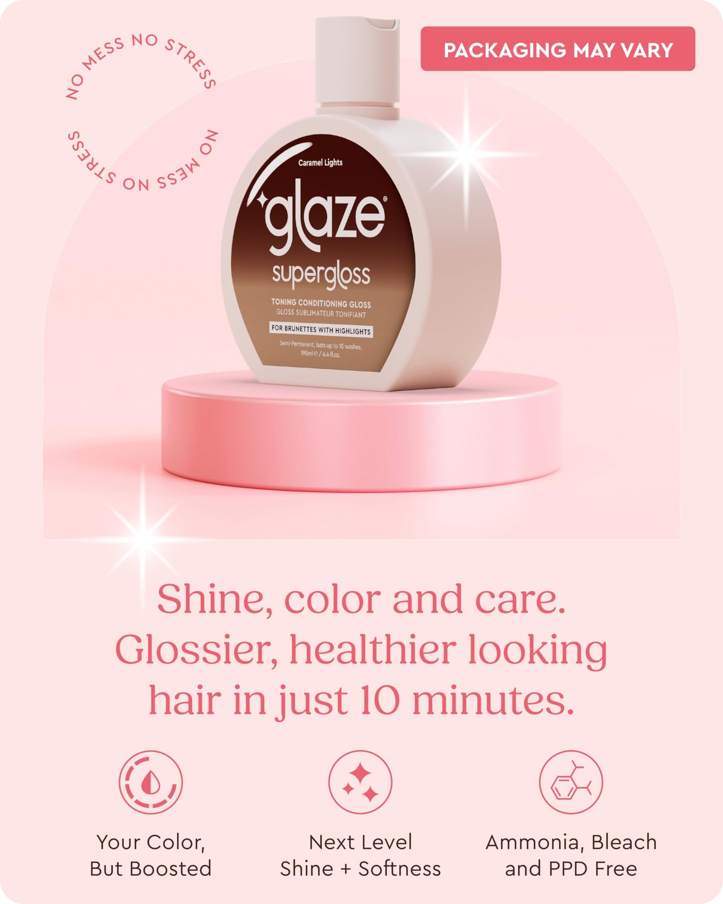 Misty Rose Glaze Super Gloss Color Conditioning Gloss – Caramel Lights for Medium to Dark Brown Hair with Highlights – Rinse Out Semi-Permanent Hair Gloss that Enhances Color and Boosts Shine & Hydration