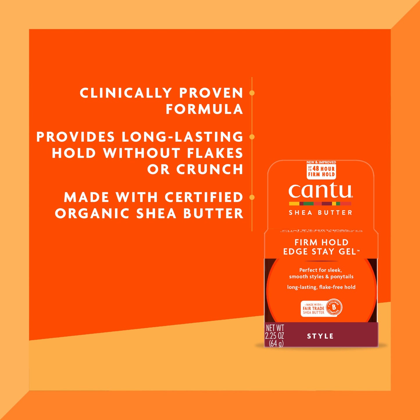 Orange Red Cantu Extra Hold Edge Stay Gel for Natural Hair with Shea Butter, 2.25 oz (Pack of 4)