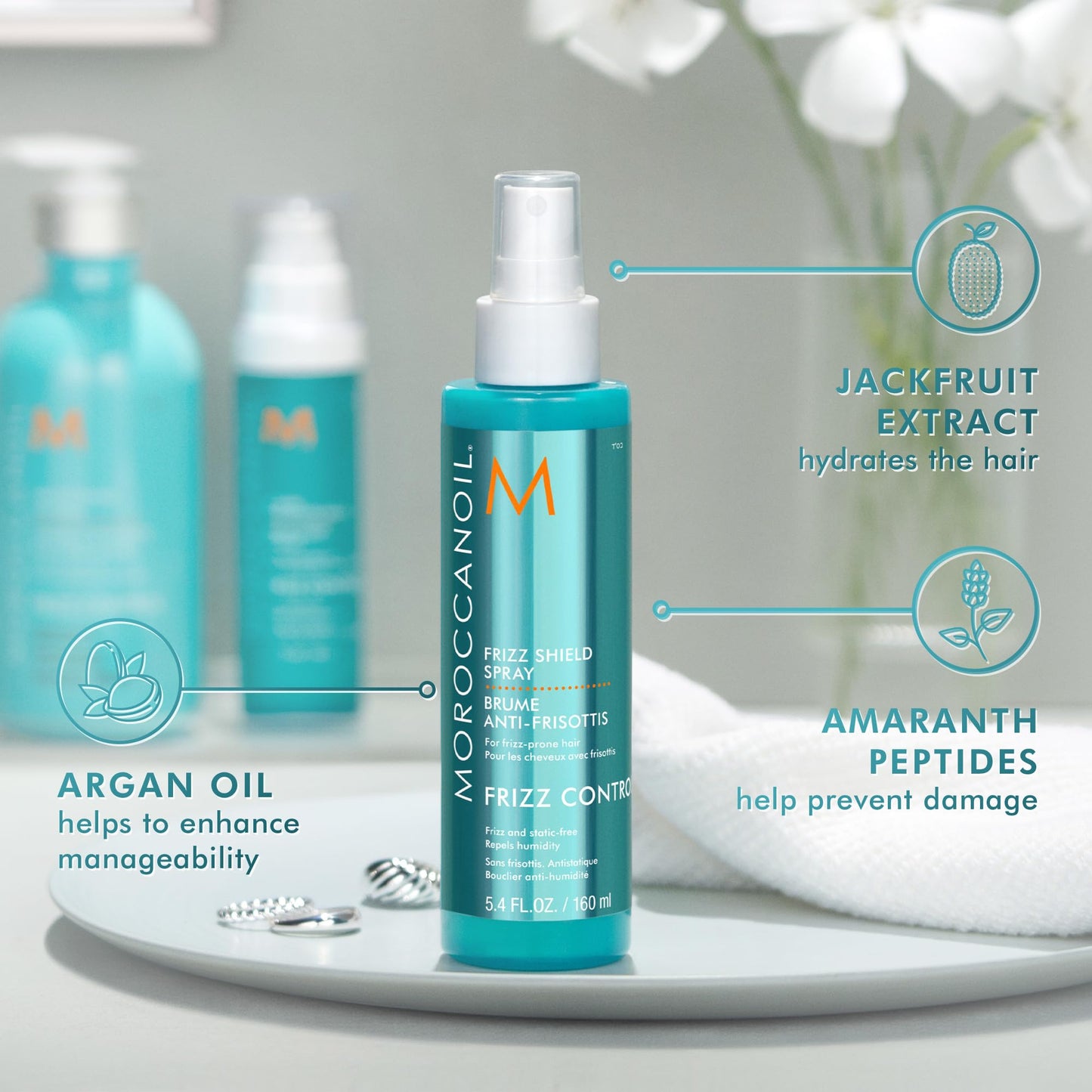 Dark Gray Moroccanoil Frizz Shield Styling Spray, 5.4 Fl. Oz.