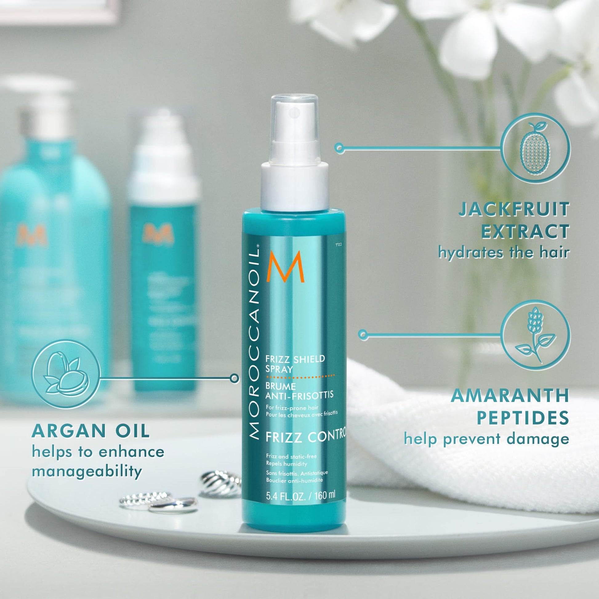 Dark Gray Moroccanoil Frizz Shield Styling Spray, 5.4 Fl. Oz.