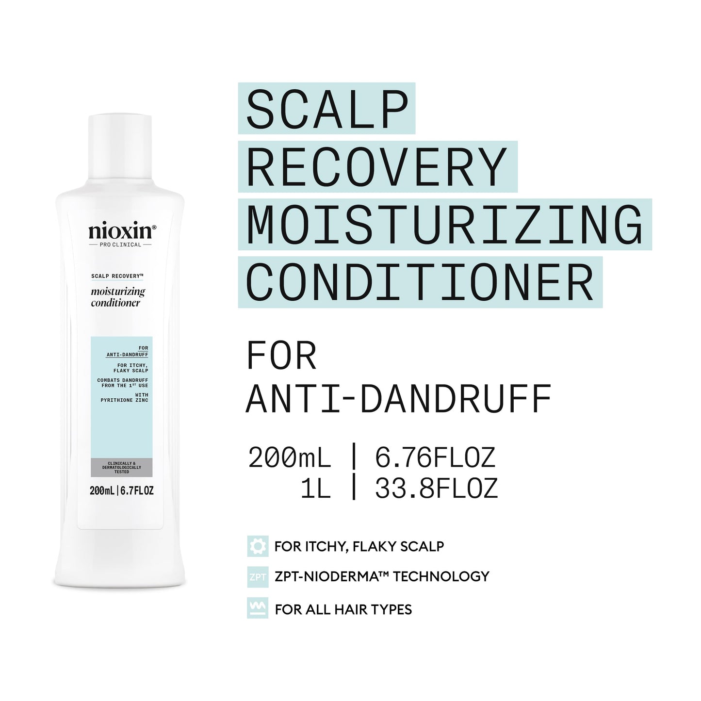White Smoke Nioxin Scalp Recovery System Moisturizing Conditioner | With Pyrithione Zinc and Green Tea Extracts | 6.7 Fl oz.