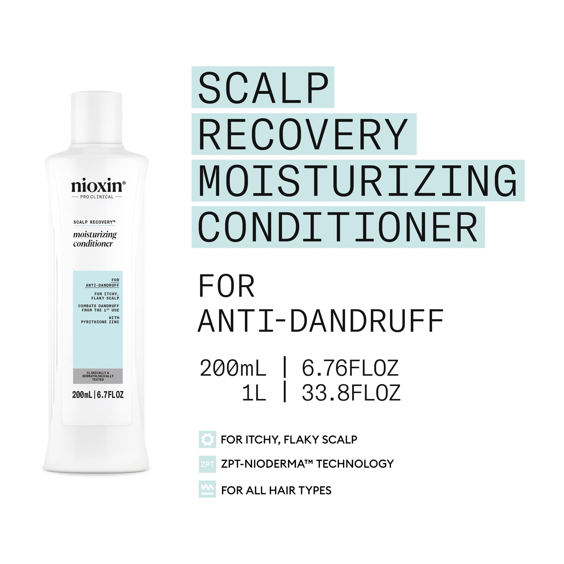 White Smoke Nioxin Scalp Recovery System Moisturizing Conditioner | With Pyrithione Zinc and Green Tea Extracts | 6.7 Fl oz.