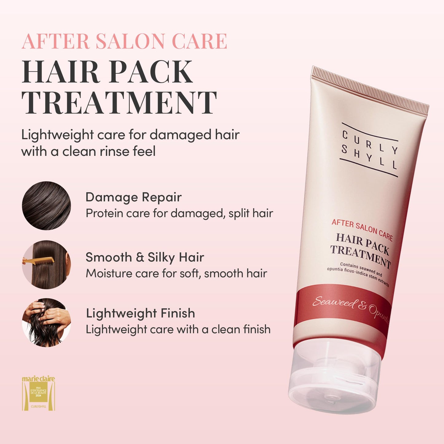 Misty Rose CURLYSHYLL After Salon Care Hair Pack Treatment, Deep Conditioning Hair Mask with Lightweight Finish, No Greasy Buildup for Daily Use, 250ml