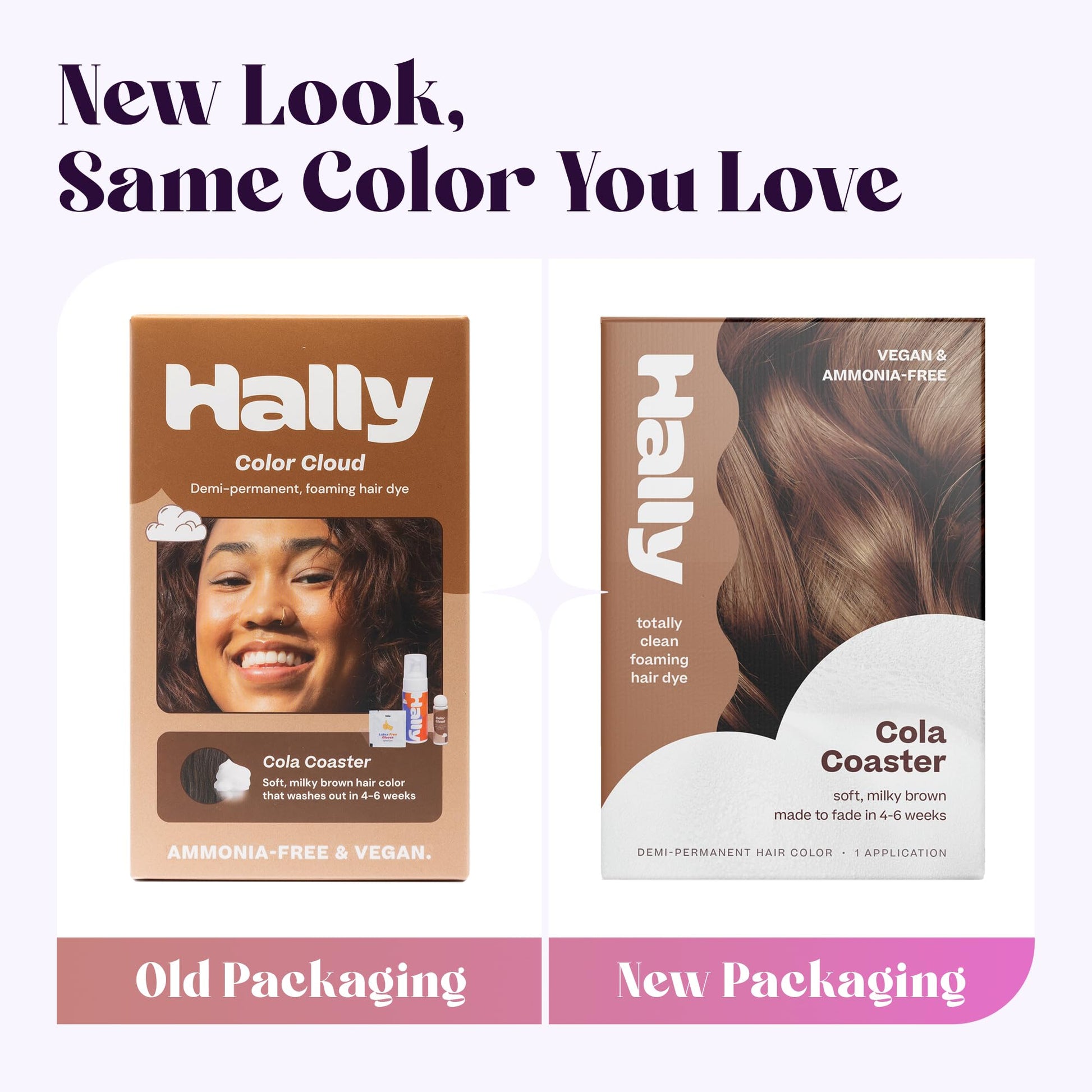 White Smoke Hally Hair Color Cloud – Demi-Permanent Hair Color Foam in Cola | Lasts Up to 25 Washes | Ammonia-Free | No Bleach | 4 fl oz