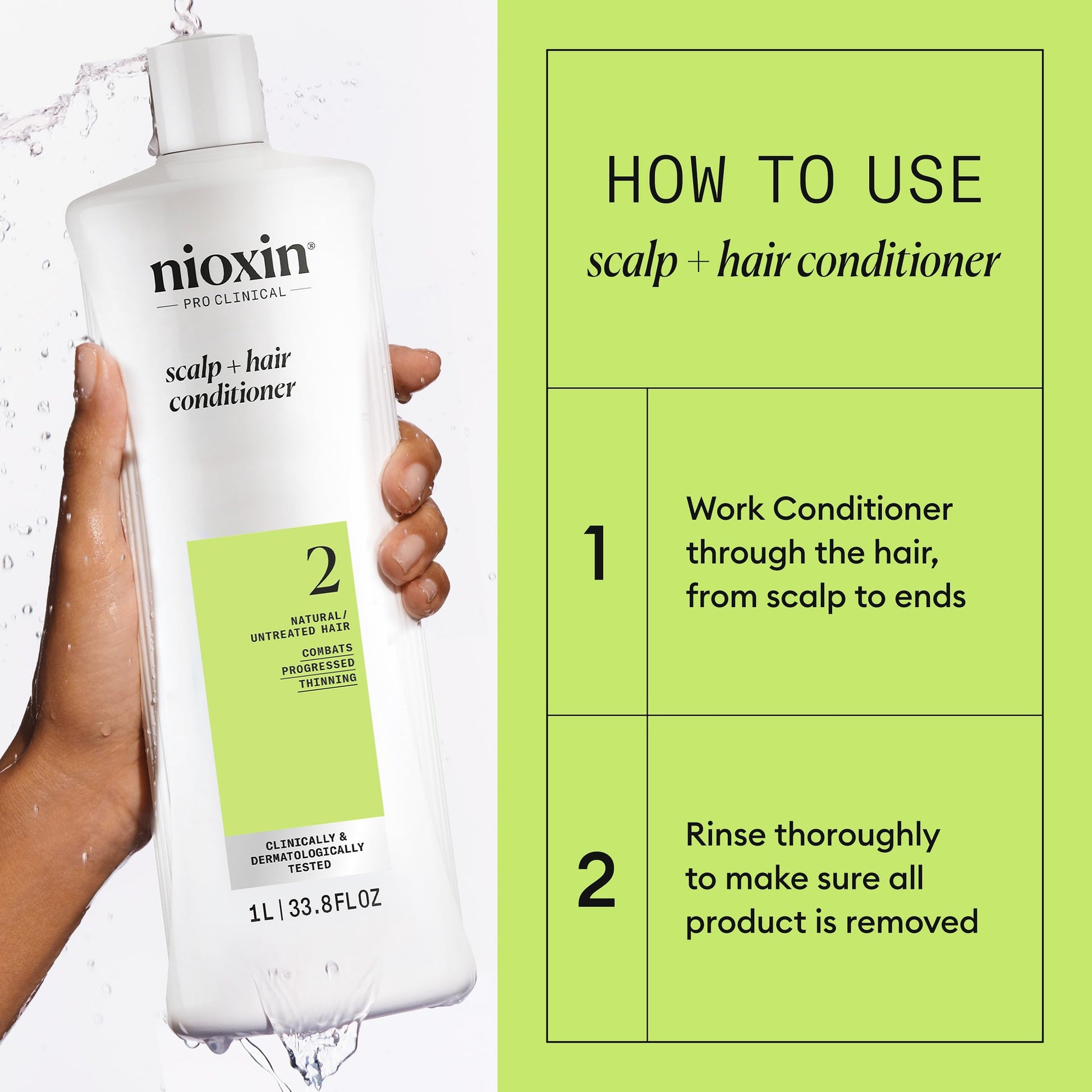 Light Goldenrod Nioxin Scalp + Hair Thickening System 2 Conditioner| For Natural or Untreated Hair with Progressed Thinning| With Niacinamide and Biotin | 33.8 Fl oz.