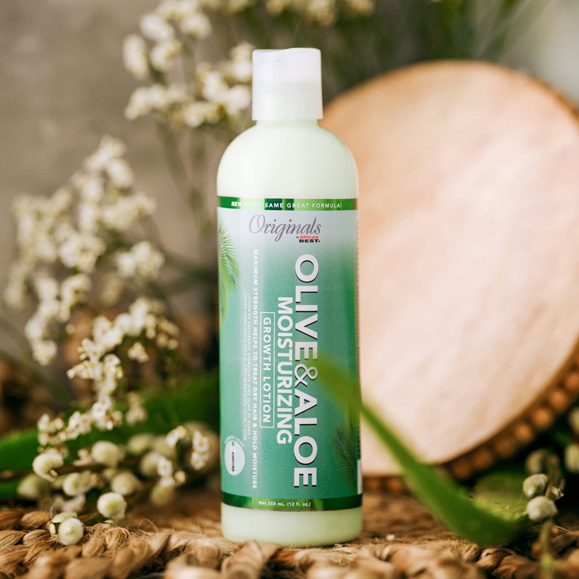 Rosy Brown Originals by Africa's Best Olive & Aloe Moisturizing Growth Lotion, Ultimate Hydration Finishing Step, For All Hair Types and Textures, Petroleum & Mineral Oil Free, 12 oz