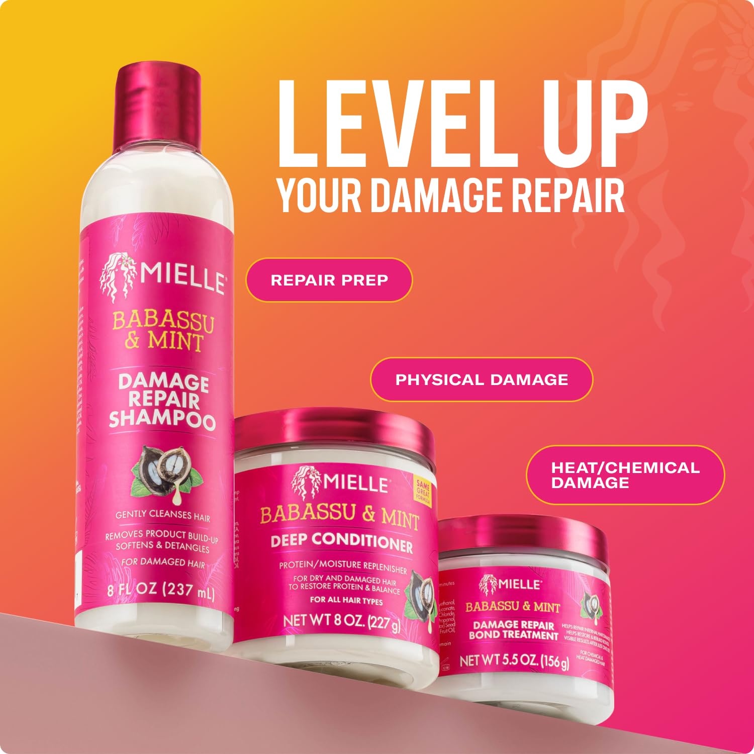 Tomato Mielle Organics Babassu & Mint Damage Repair Leave-In Conditioner for Damage Free Styling, 6.7 Ounce