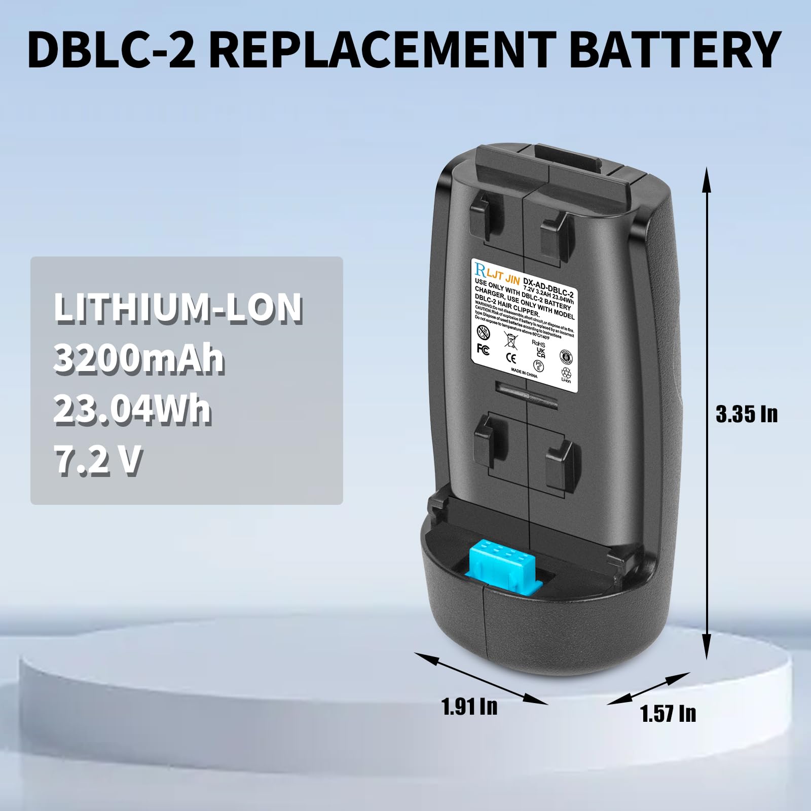 Light Gray RLJT JIN DBLC-2 Battery Replacement for Andis Supra ZR II and Pulse ZR II Cordless Clippers Fits for 79025 79170 79005 560470 561458 Models Long Lasting High Capacity