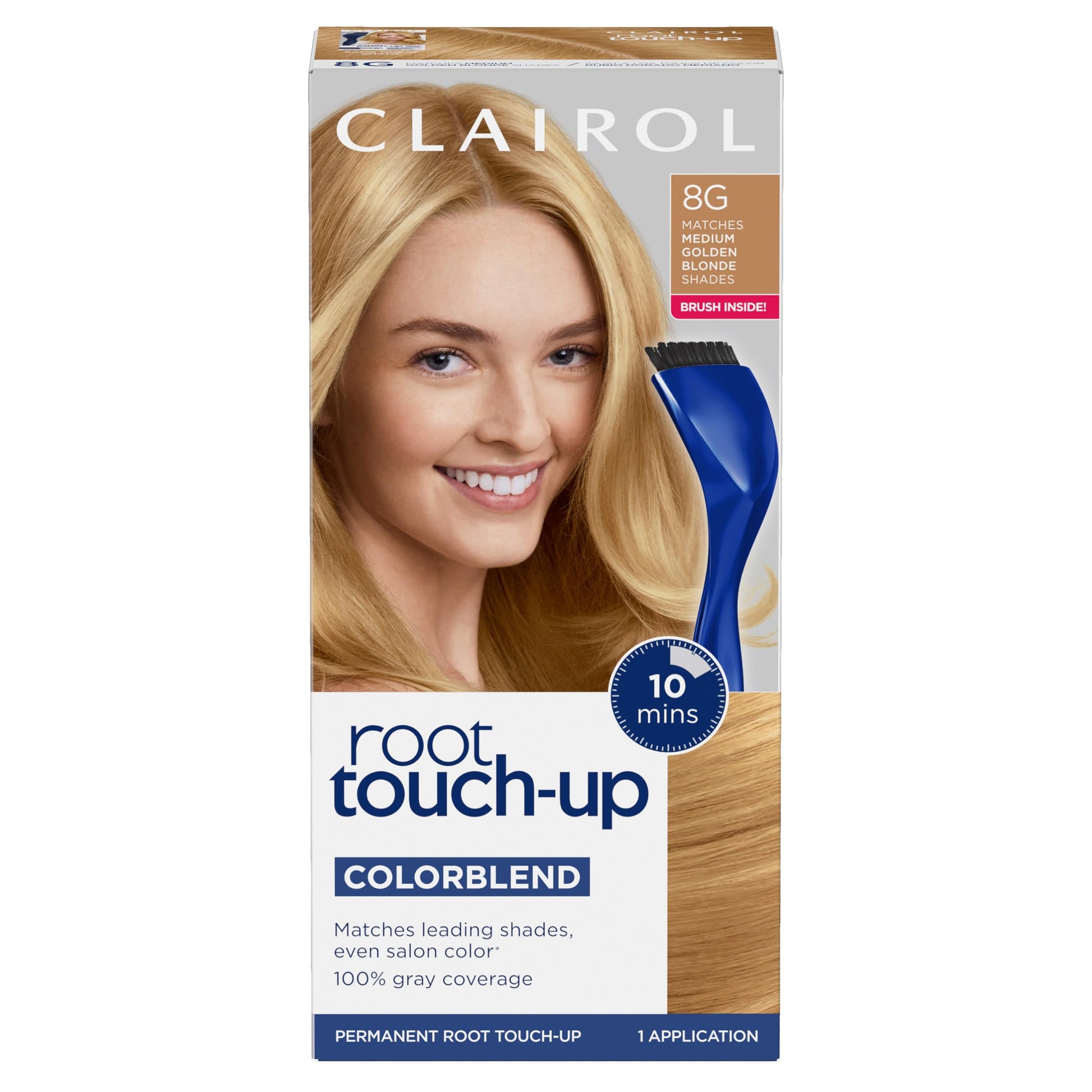 White Smoke Clairol Root Touch-Up by Nice'n Easy Permanent Hair Dye, 8G Medium Golden Blonde Hair Color, Pack of 1