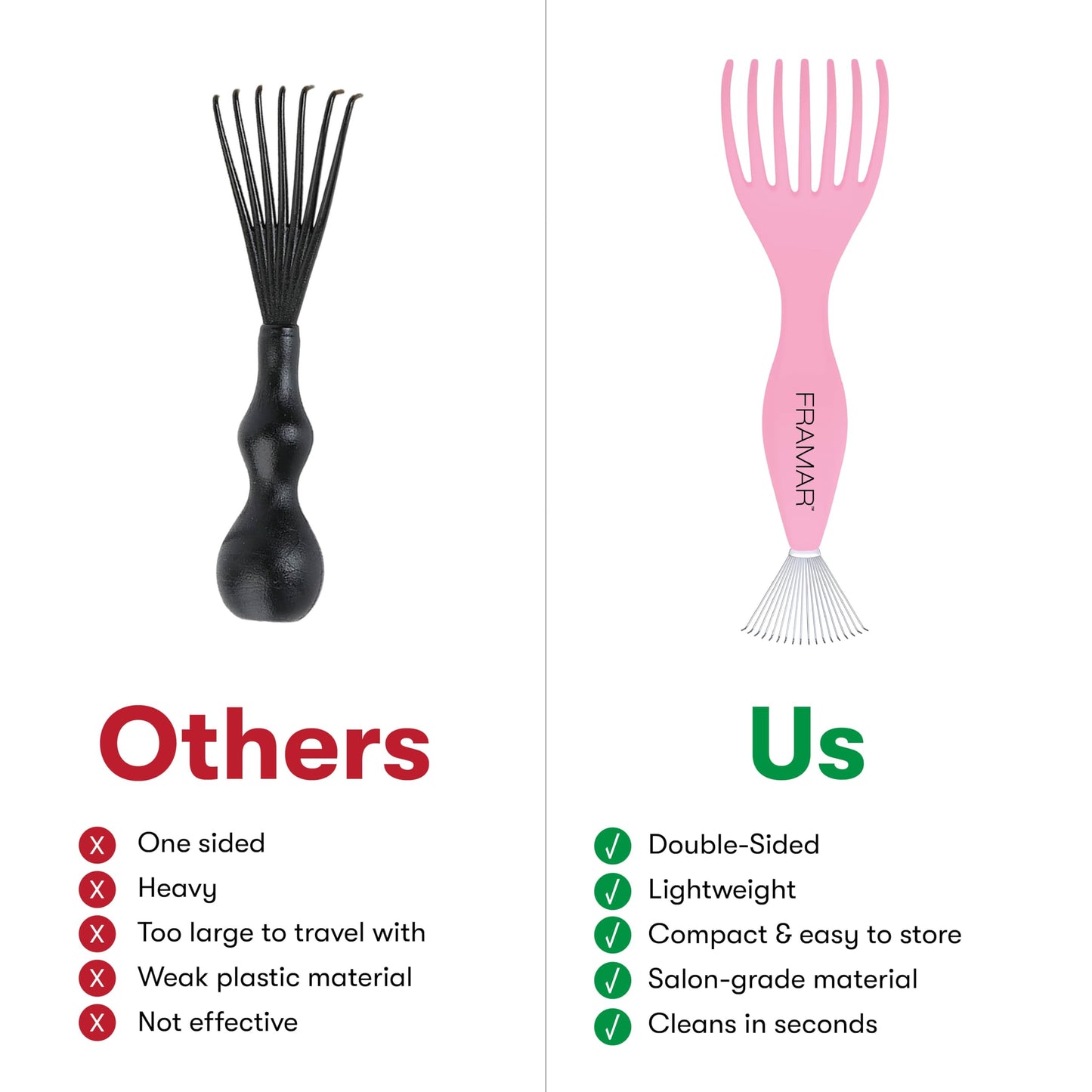 White Smoke FRAMAR Premium Hair Brush Cleaner Tool – Hairbrush Cleaner Tool, Brush Cleaner Tool for All Types, Comb Cleaner – 2 in 1 Design Removes Hair & Build up Instantly – Pink