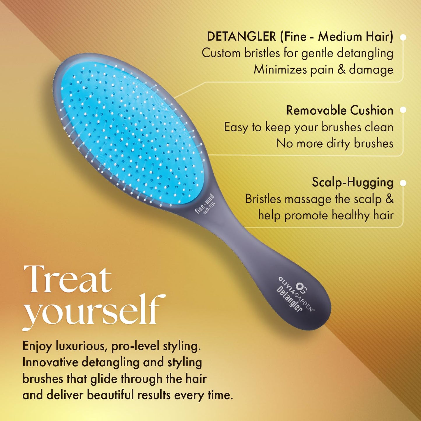 Sandy Brown Olivia Garden OG Brush Collection Set - Includes 3 Hair Brushes for All Hair Types, Detangling, and Smoothing