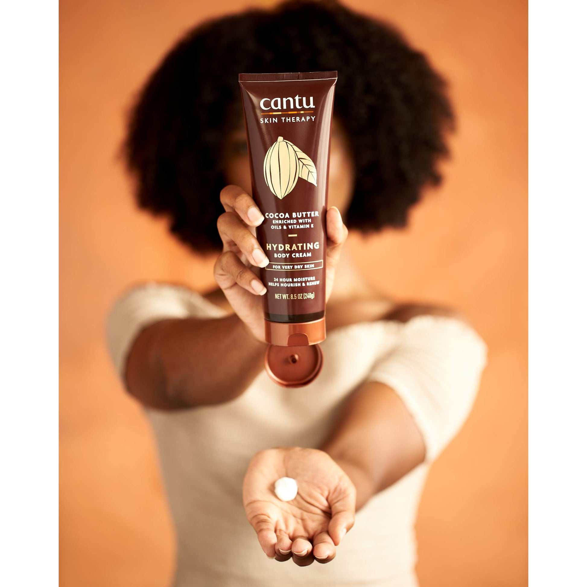 Sandy Brown Cantu Therapy Cocoa Butter Hydrating Body Cream for very Dry Skin, 8.5 Oz