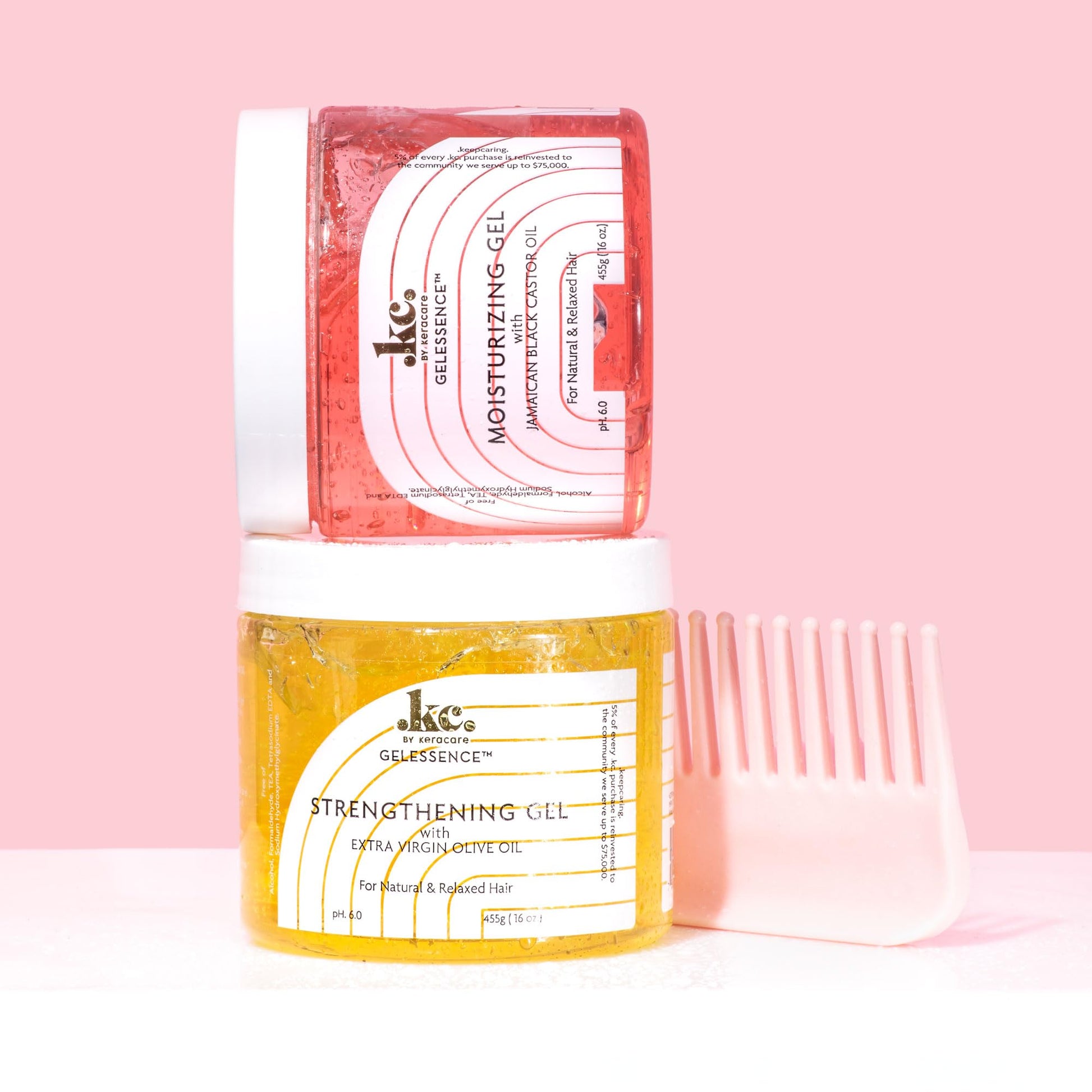 Pink KeraCare GelEssence Moisturizing Gel - 16 ounce - with Jamaican Black Castor Oil - 55.1% Moisture Increase - Adds Shine - Flake Free - Vegan & Cruelty-Free