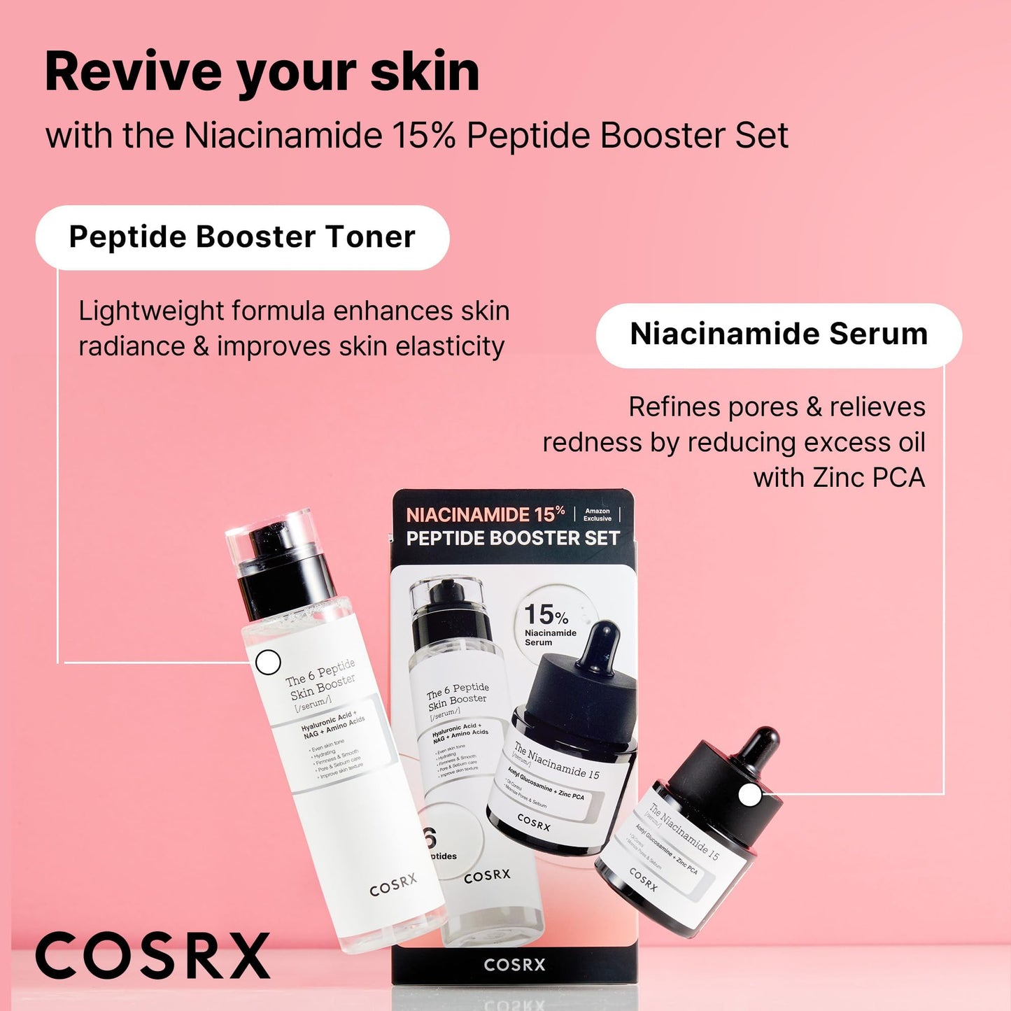 Light Pink COSRX Vitamin C 23% Peptide Booster Set - Amazon Exclusive - Korean Skin Care, Gift Sets, Vitamin C Serum, Face Serum
