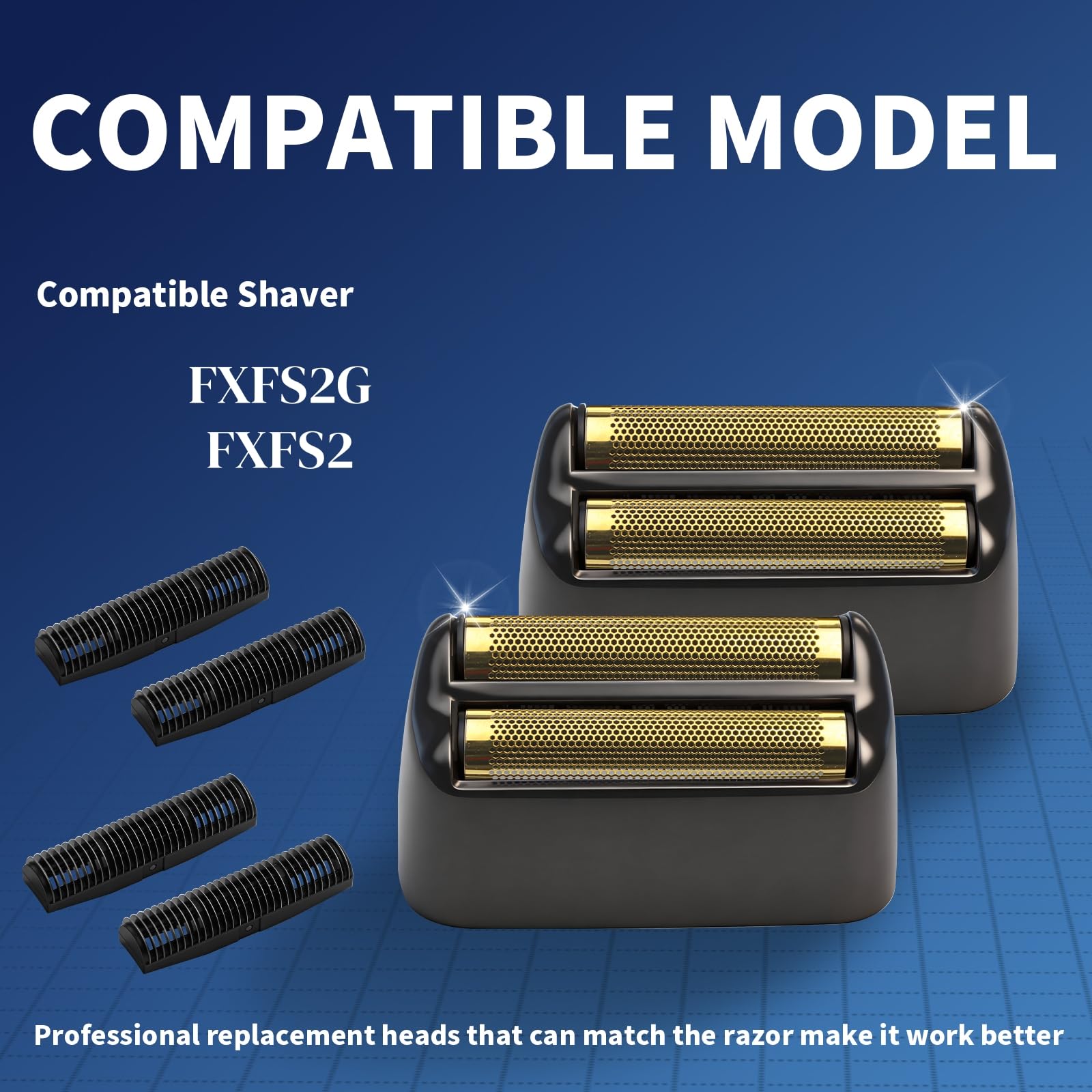 Dark Slate Blue 2 Pack Shaver Replacement Foil and Cutters Compatible with BaBylissPRO Double FXFS2 Metal Shaver foil Replacement,Black