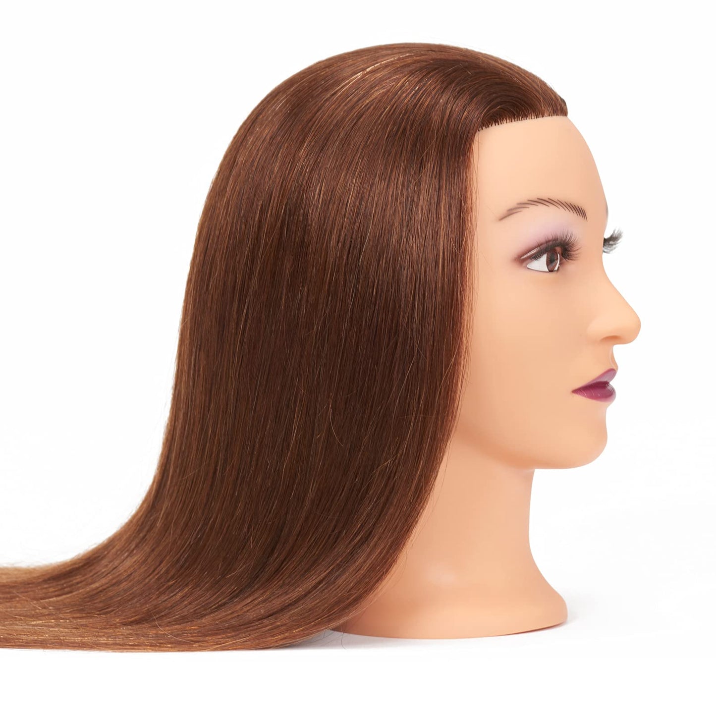 White Smoke Mannequin Head 20"-22" 100% Human Hair Hairdresser Training Head Mannequin Doll Head Cosmetology Manikin Training Head Hair for Practice Cutting Braiding with Free Clamp Holder 92022LB0414