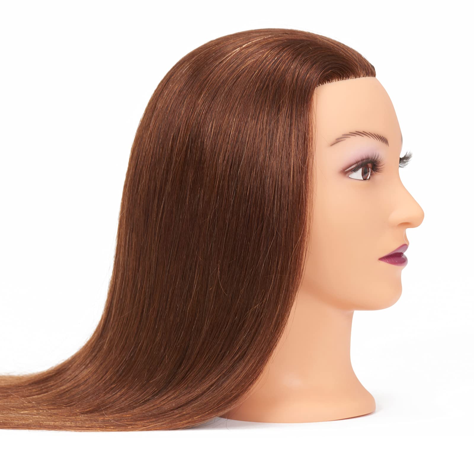 White Smoke Mannequin Head 20"-22" 100% Human Hair Hairdresser Training Head Mannequin Doll Head Cosmetology Manikin Training Head Hair for Practice Cutting Braiding with Free Clamp Holder 92022LB0414