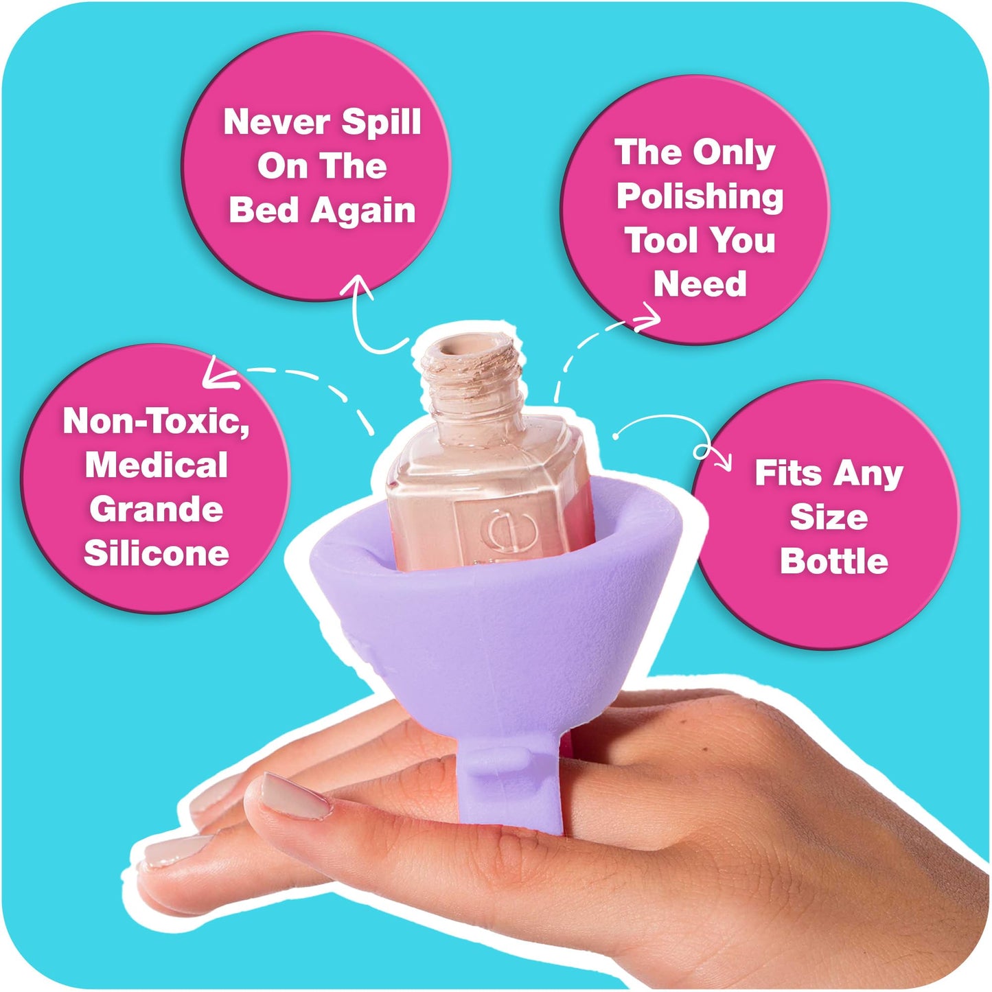 Turquoise tweexy Wearable Nail Polish Holder Ring - Nail Polish Bottle Holder for Easy Application | Perfect for Fingernail Painting, Manicure & Pedicure | Nail Polish Accessories (Lilac Dreams)