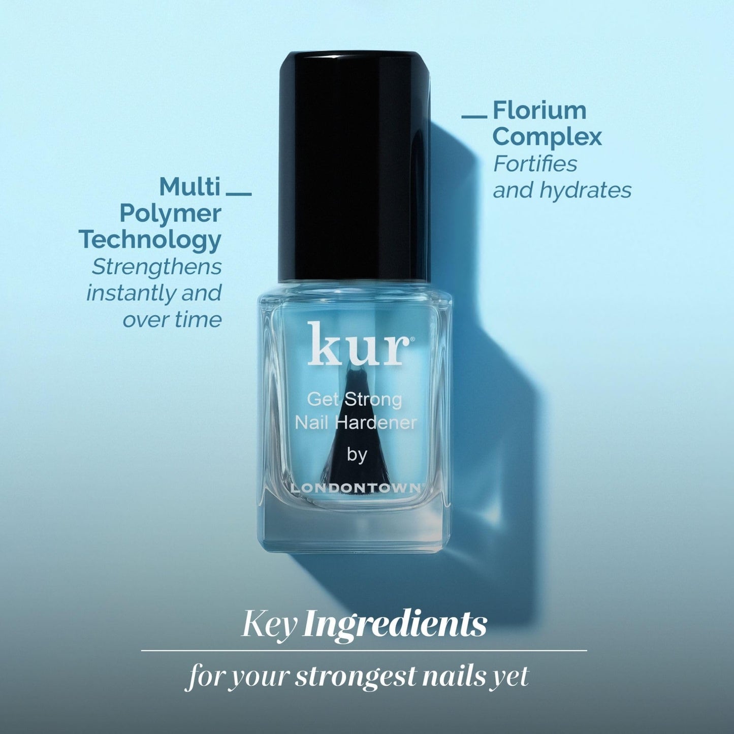 Pale Turquoise LONDONTOWN Get Strong Nail Hardener - Nail Strengthener Growth Treatment for Damaged Nails, Conditioning Nail Care for Long Healthy Nails, .40fl oz