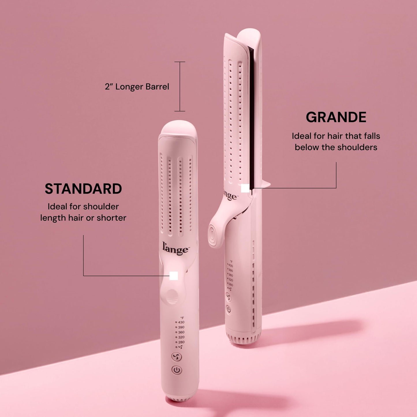 Rosy Brown L'ANGE HAIR Le Duo Grande 360° Airflow 2 in 1 Straightener and Curler | 1 Inch Curling Wand & Titanium Flat Iron with 5.3" Plates | Hair Straightener & Curler for Long Hair (Blush)