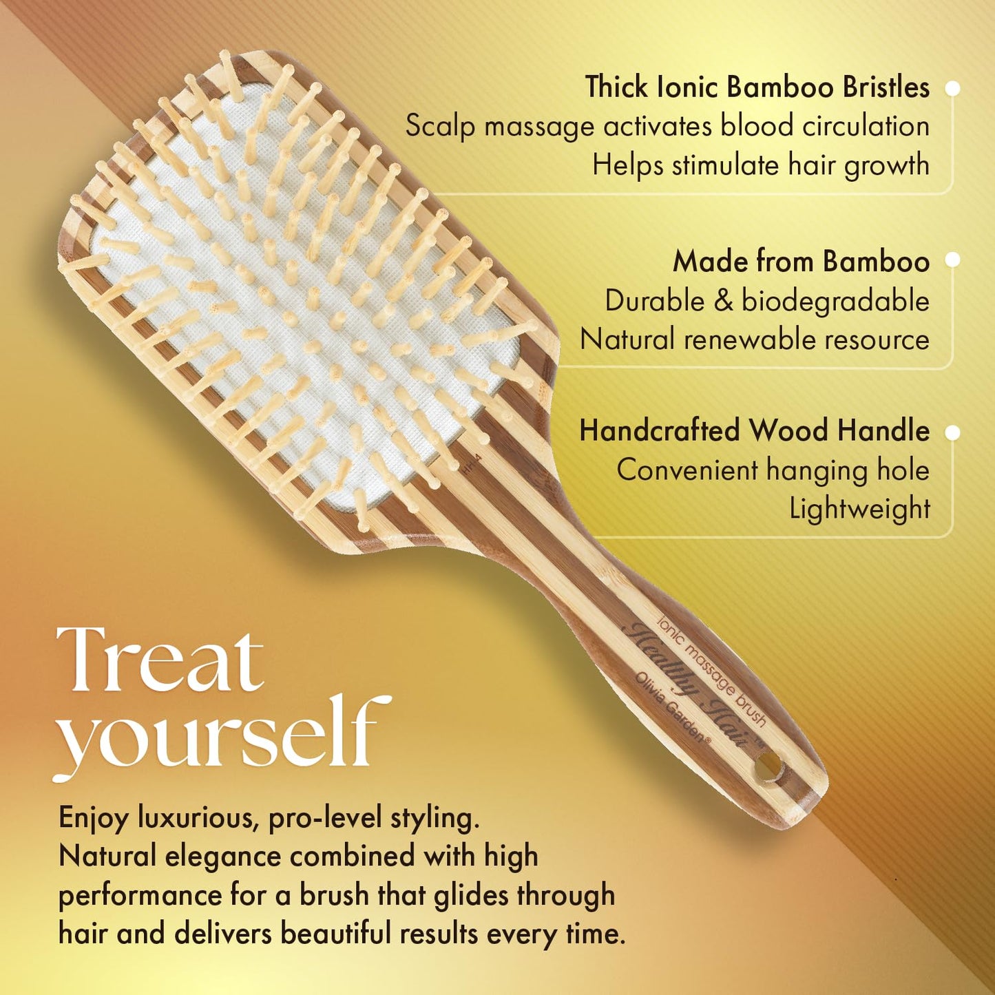 Sandy Brown Olivia Garden Healthy Hair Eco-Friendly Bamboo Ionic Massage Hair Brush HH-4 (Paddle Large)